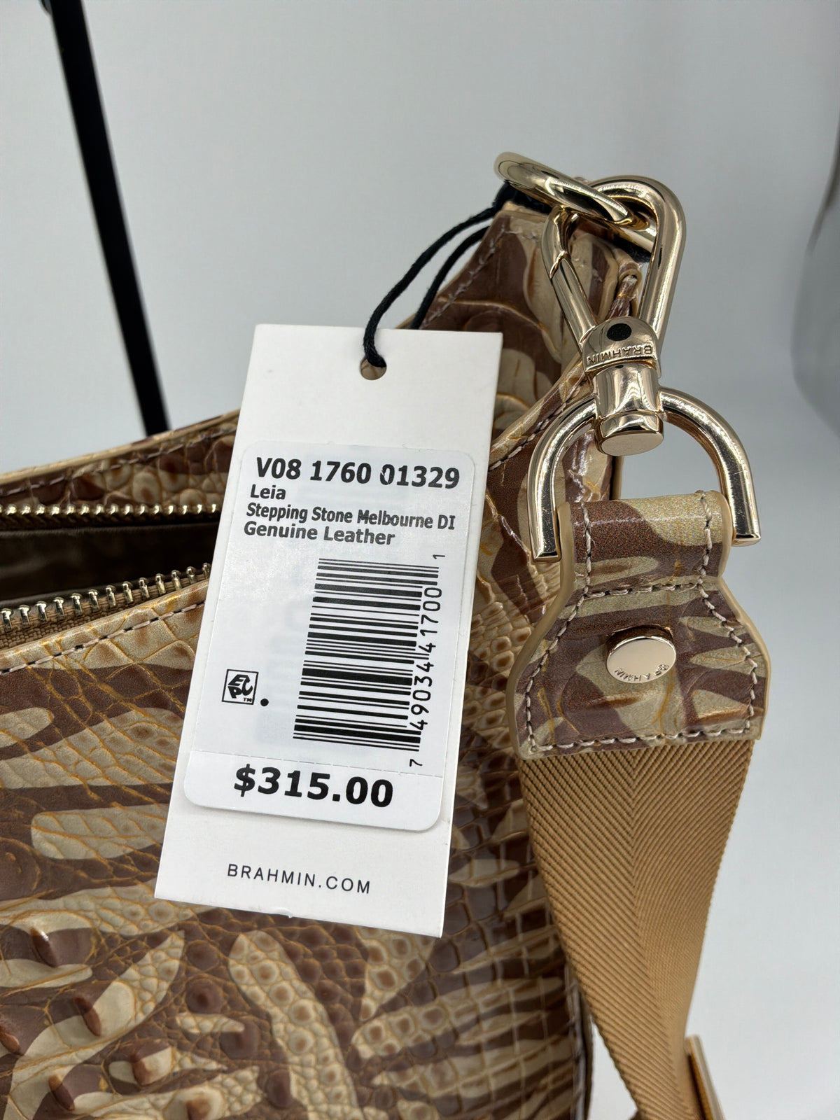 Brahmin Melbourne Croc-Embossed & Animal Print Leather Hobo Bag – Brown / Pecan