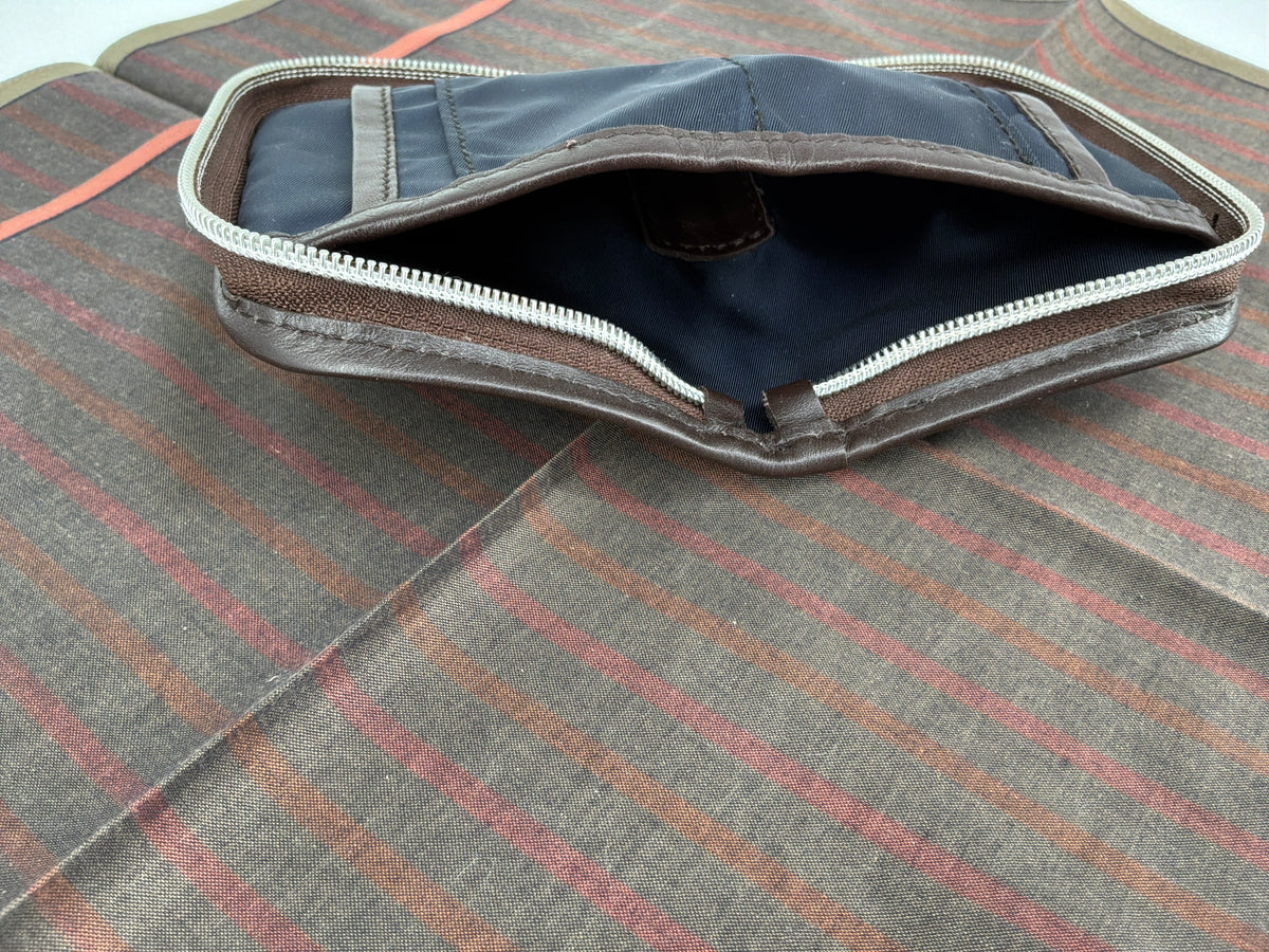 Orobianco Zippered Wallet and Striped Scarf Gift Set – Navy Blue