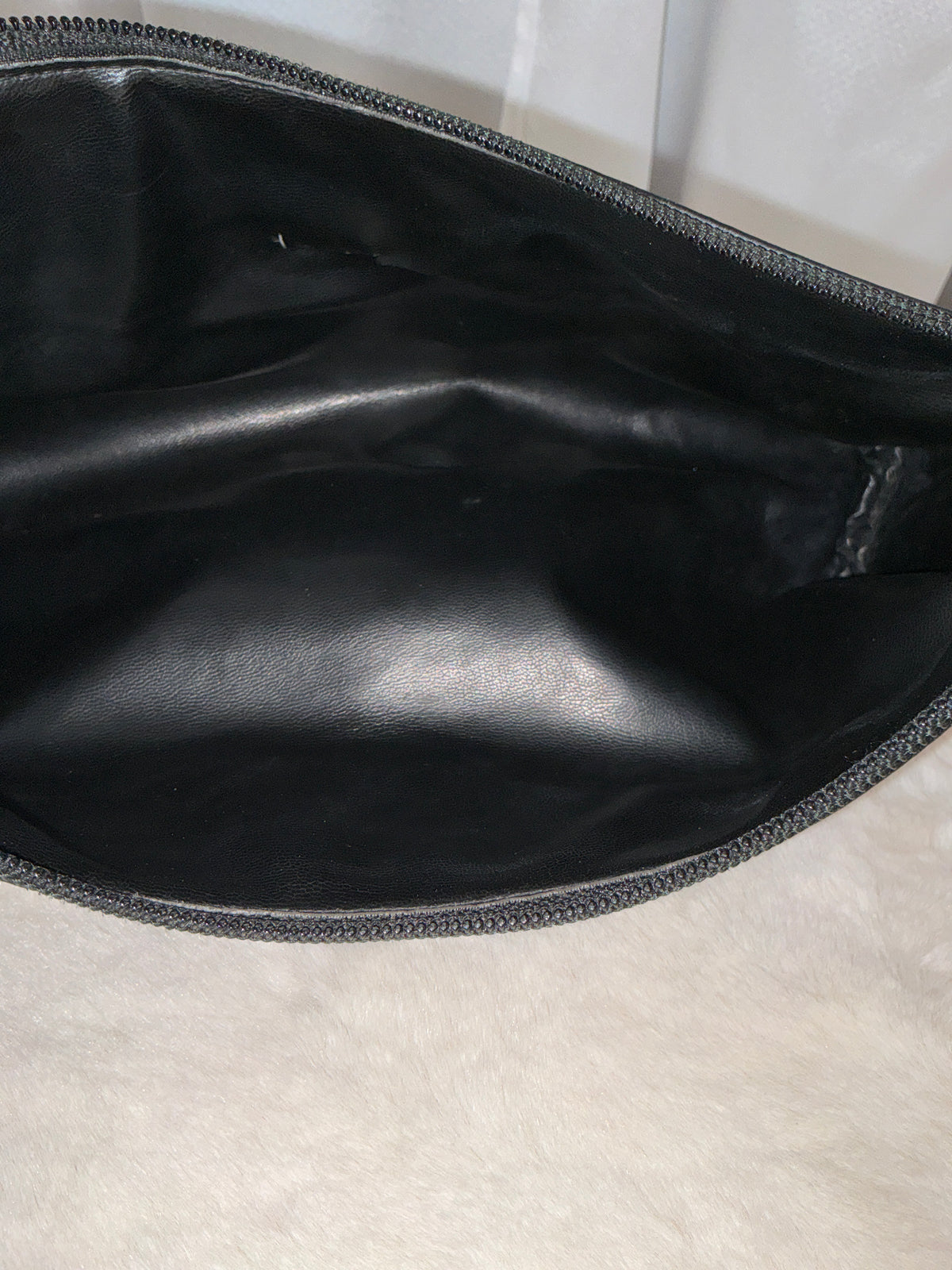 Fendi Vintage Black Leather & Abstract Print Canvas Clutch