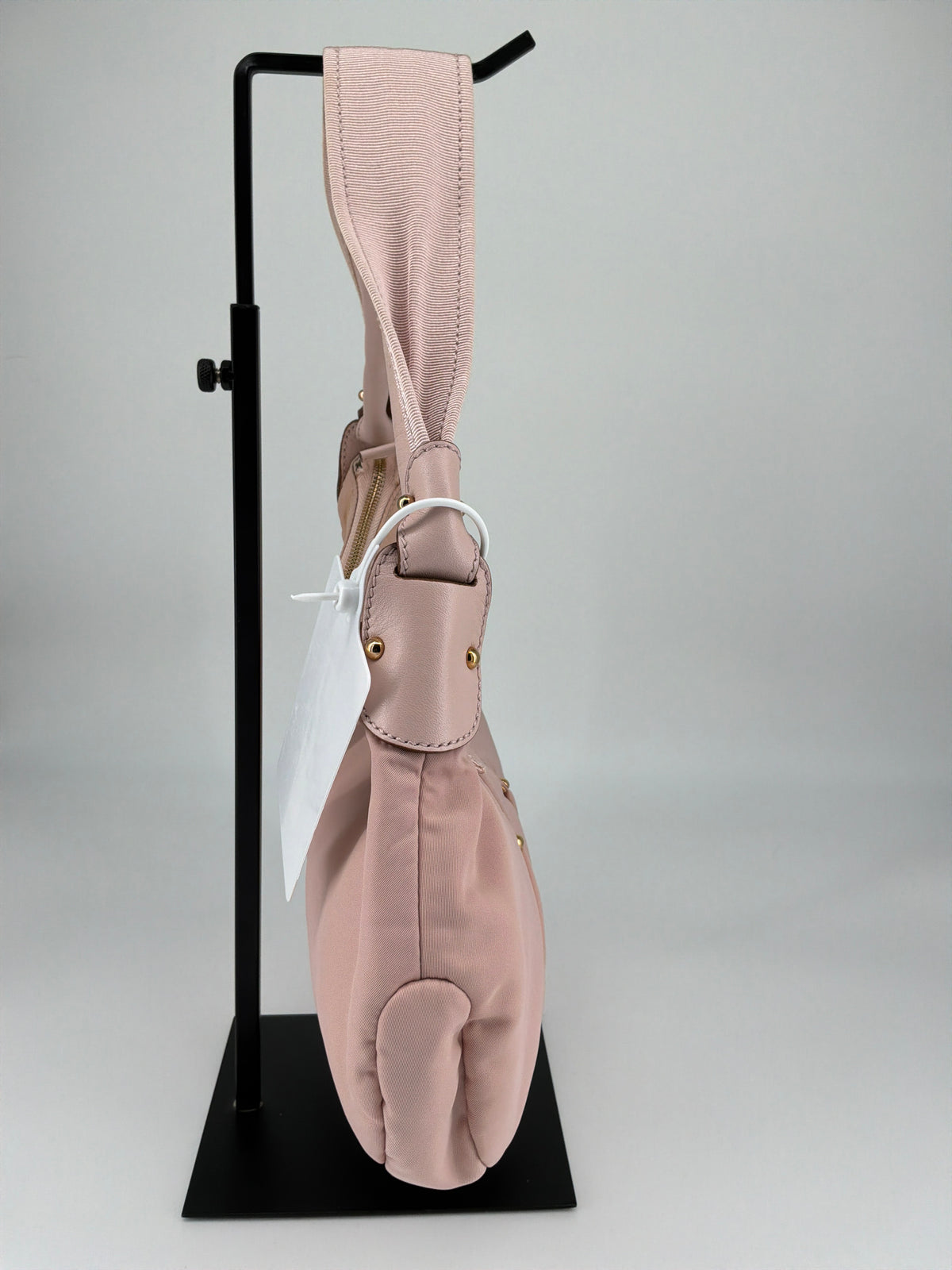 Salvatore Ferragamo Pleated Bow Hobo Shoulder Bag – Pink Nylon