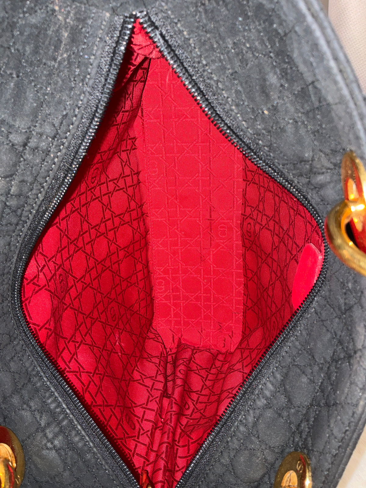 Christian Dior Vintage Black Cannage Quilted Lady Dior Tote Bag