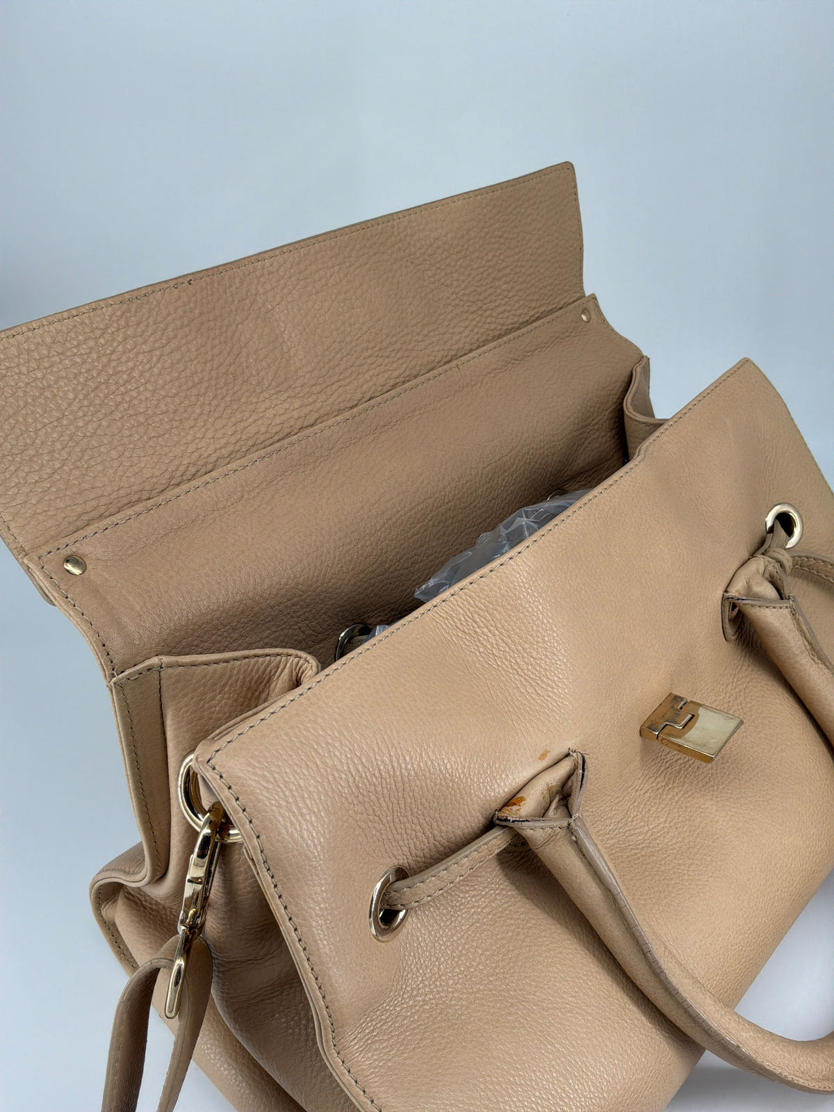 Jimmy Choo Rosalie Leather Satchel Bag – Beige