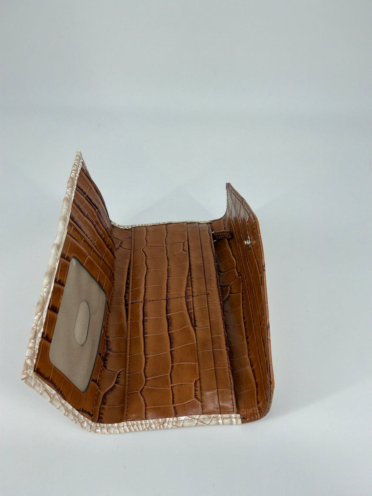 Brahmin Bamboo Handle Woven Leather Tote & Wallet Bundle – Pecan / Natural