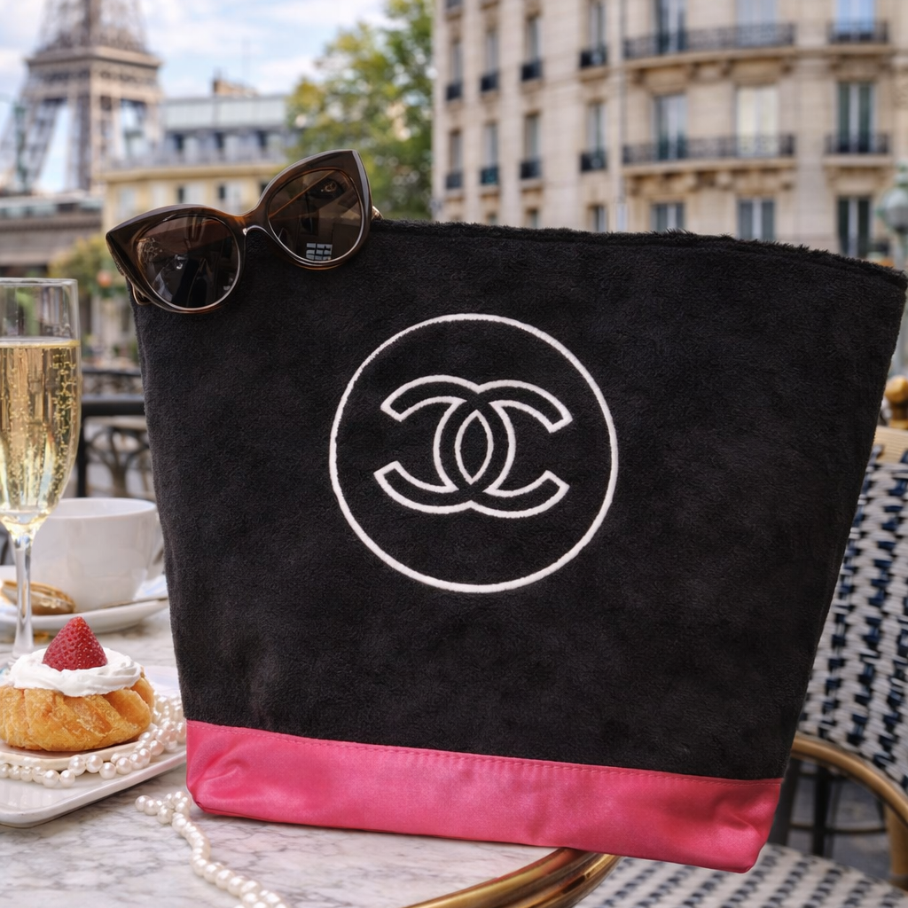 Chanel Precision VIP Gift Tote Bag | Excellent Pre-Loved | Black Velour & Pink Satin