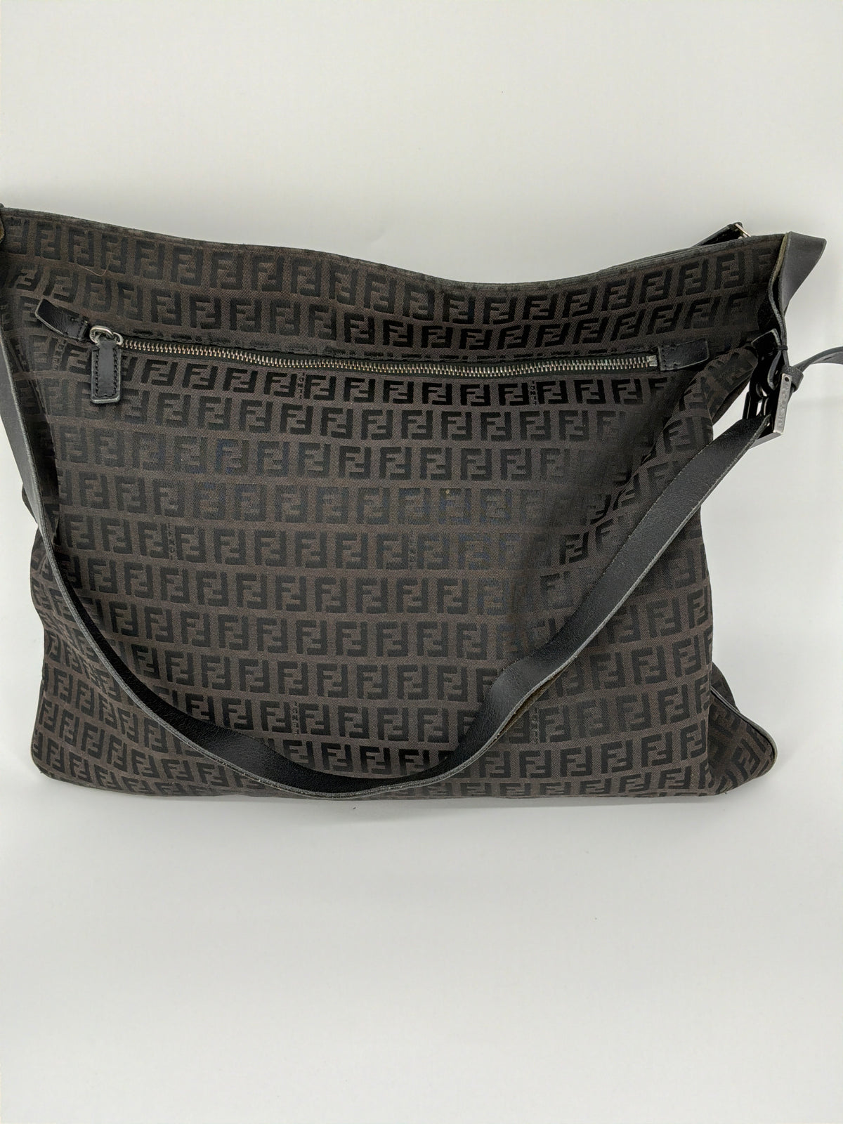 Fendi FF Zucca Shoulder Tote Bag – Vintage Black Canvas, 1990s
