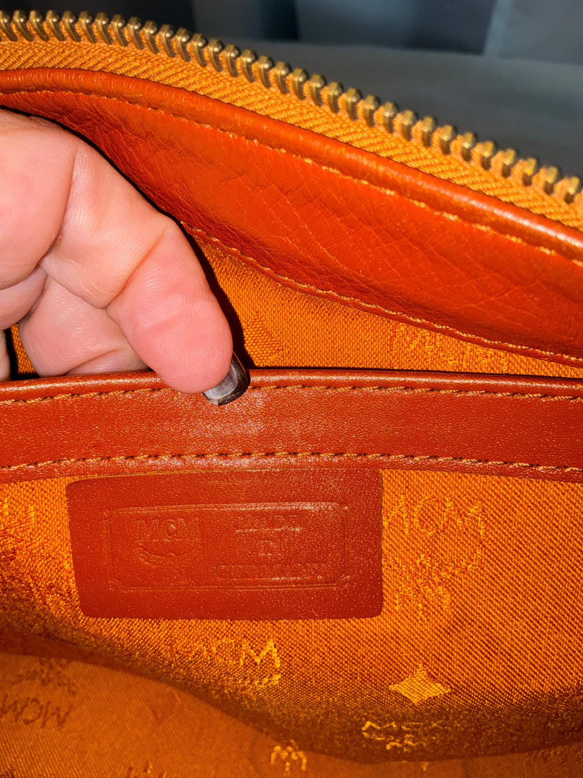 MCM Cognac Visetos Small Boston Bag Vintage