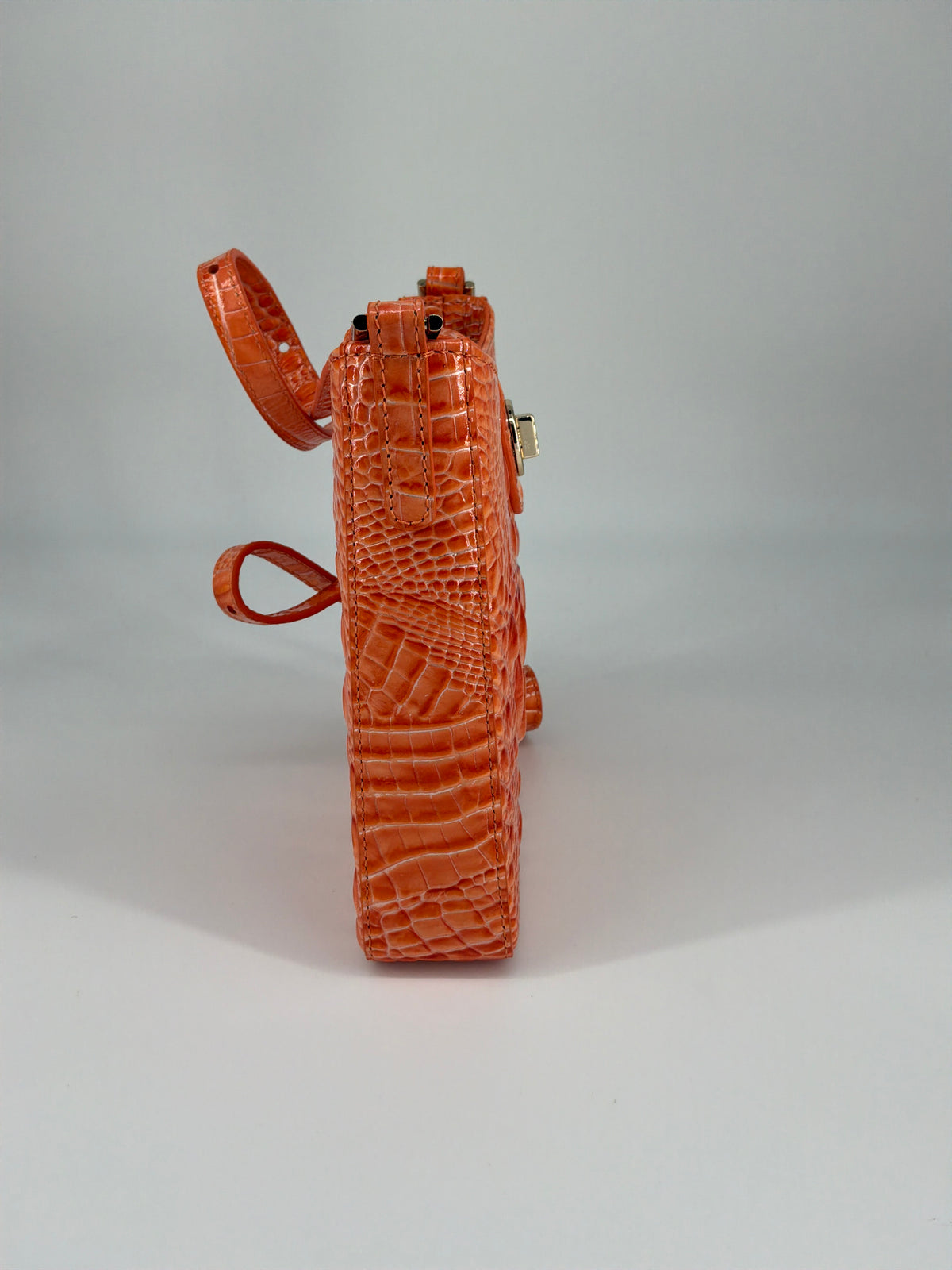 Brahmin Melbourne Croc-Embossed Leather Crossbody Bag & Wallet Bundle – Solar Orange