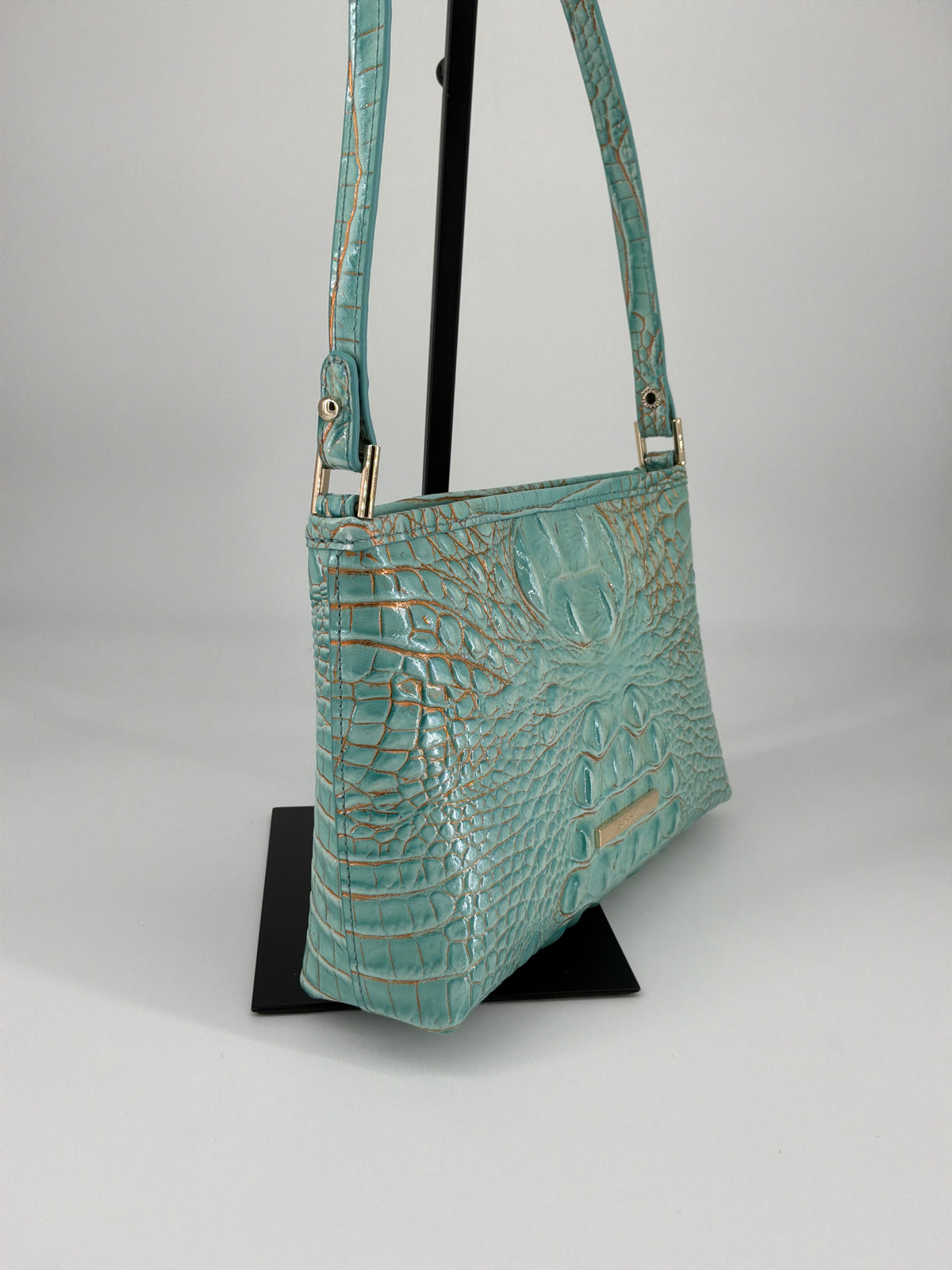 Brahmin Melbourne Croc-Embossed Leather Crossbody Bag & Wallet Bundle – Waterfall