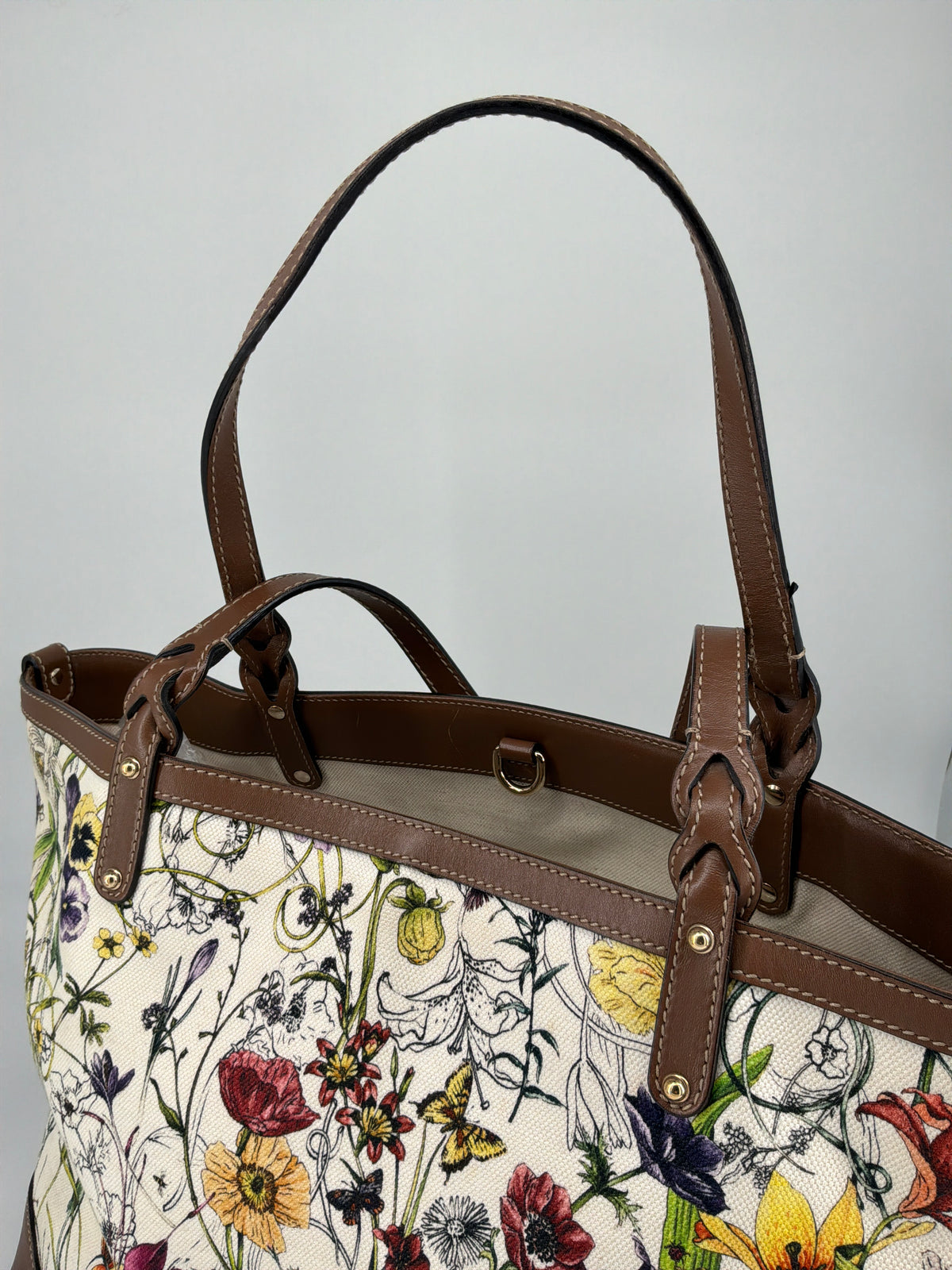 Gucci Flora Print GG Supreme Canvas Large Tote Bag – Beige / Multicolor