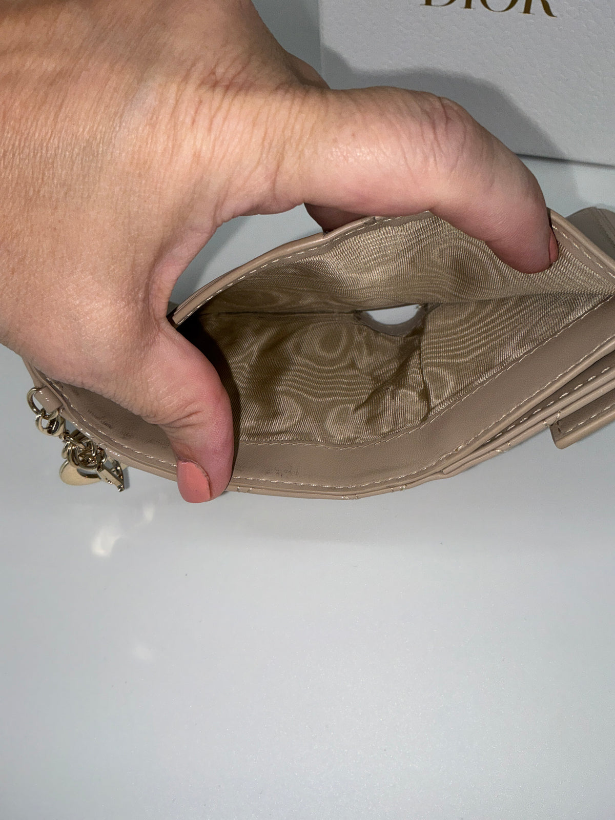 Christian Dior Lady Dior Voyageur Zipped Coin Purse – Beige Cannage Lambskin