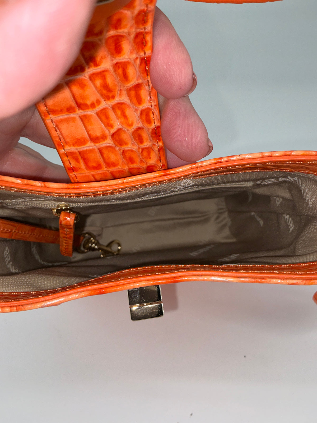 Brahmin Melbourne Croc-Embossed Leather Crossbody Bag & Wallet Bundle – Solar Orange