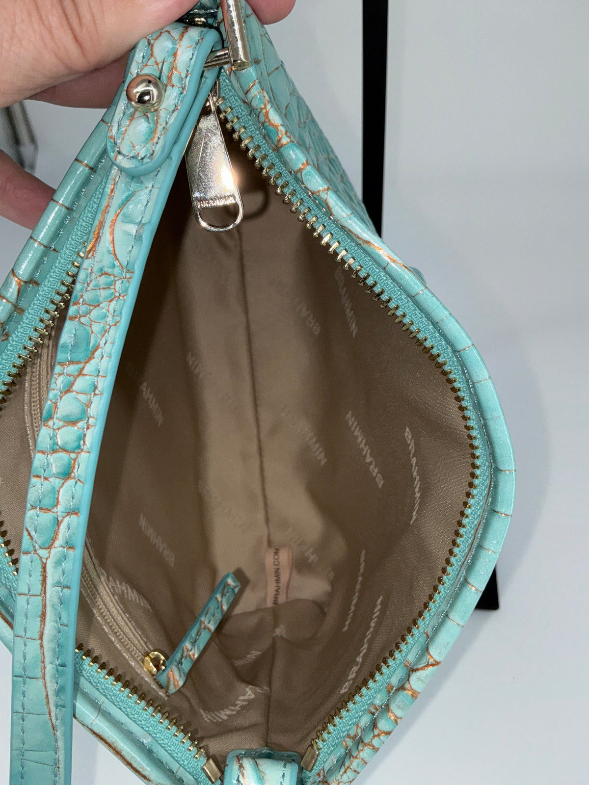 Brahmin Melbourne Croc-Embossed Leather Crossbody Bag & Wallet Bundle – Waterfall