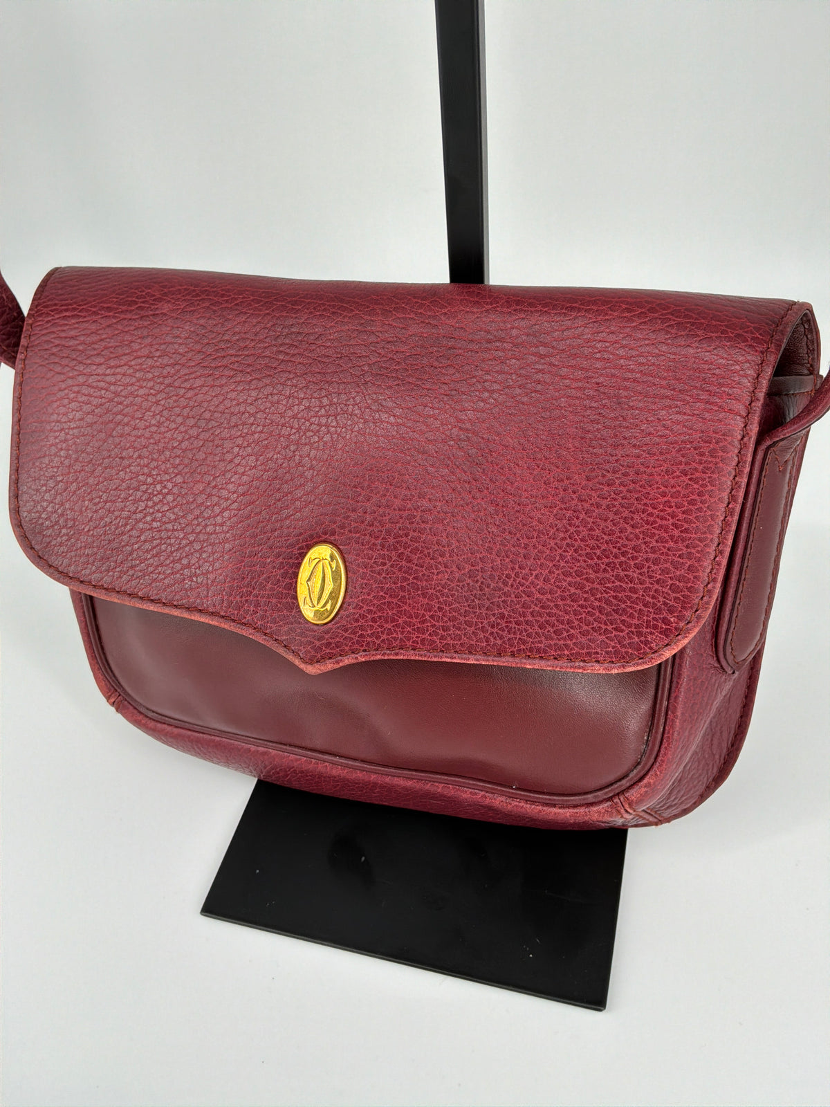 Must de Cartier Crossbody Bag – Vintage Bordeaux Leather, 1980s