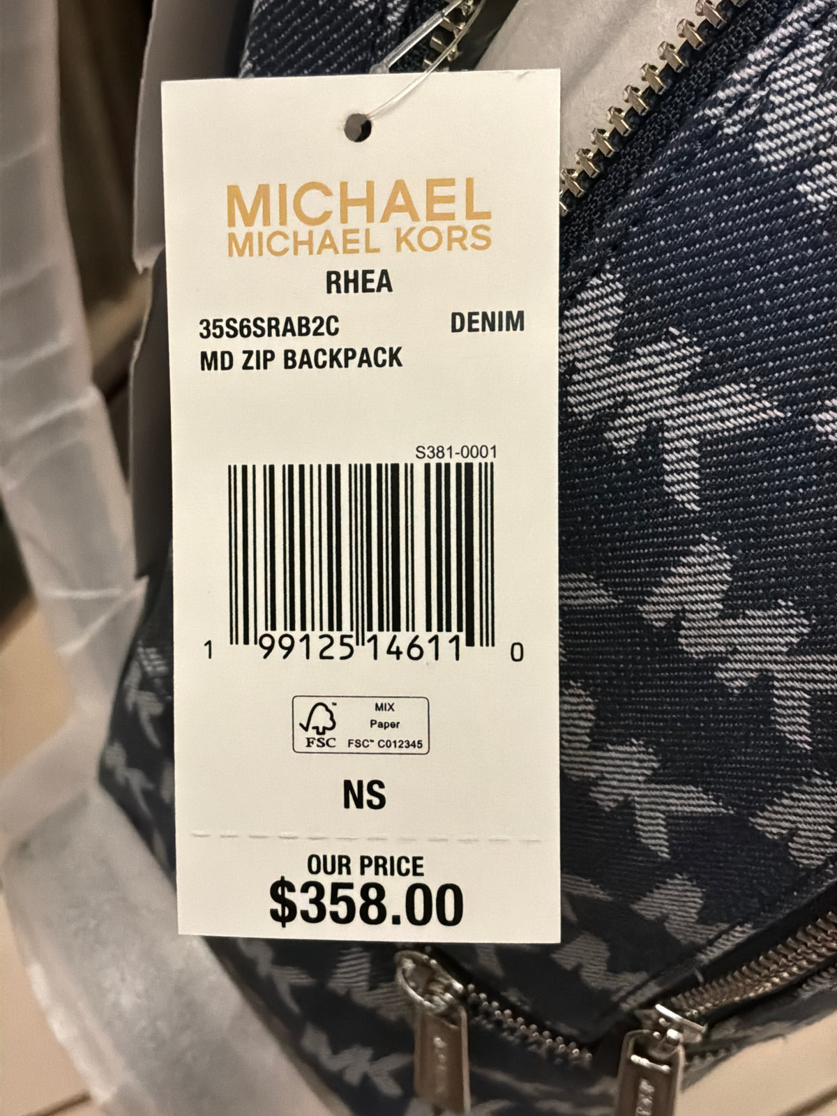 Michael Kors Rhea Medium Logo Jacquard Denim New With Tags
