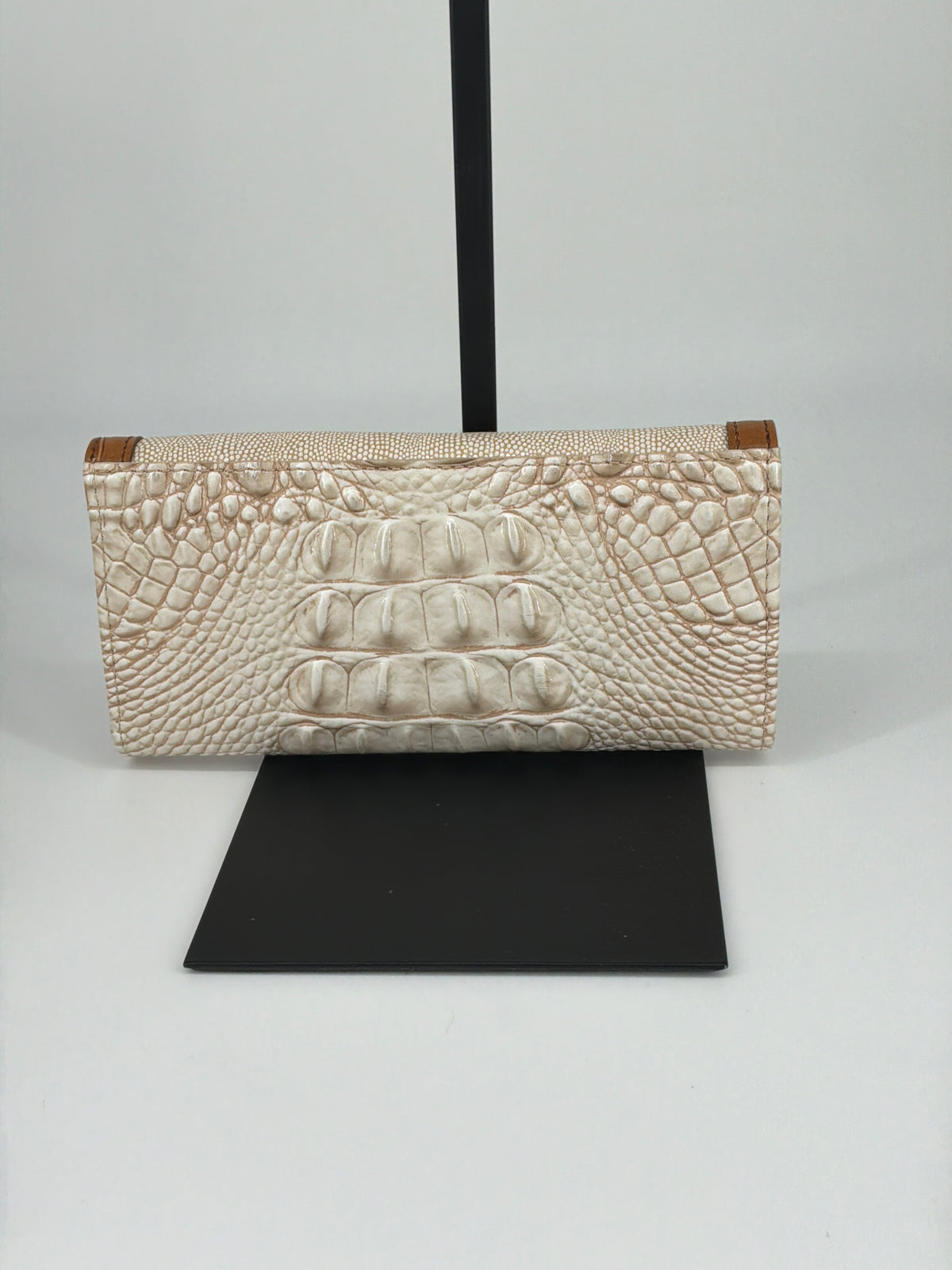 Brahmin Bamboo Handle Woven Leather Tote & Wallet Bundle – Pecan / Natural