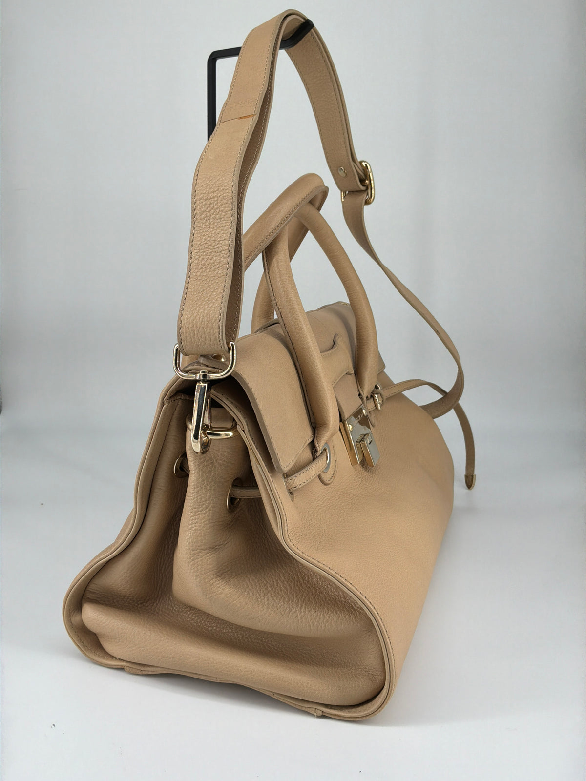 Jimmy Choo Rosalie Leather Satchel Bag – Beige