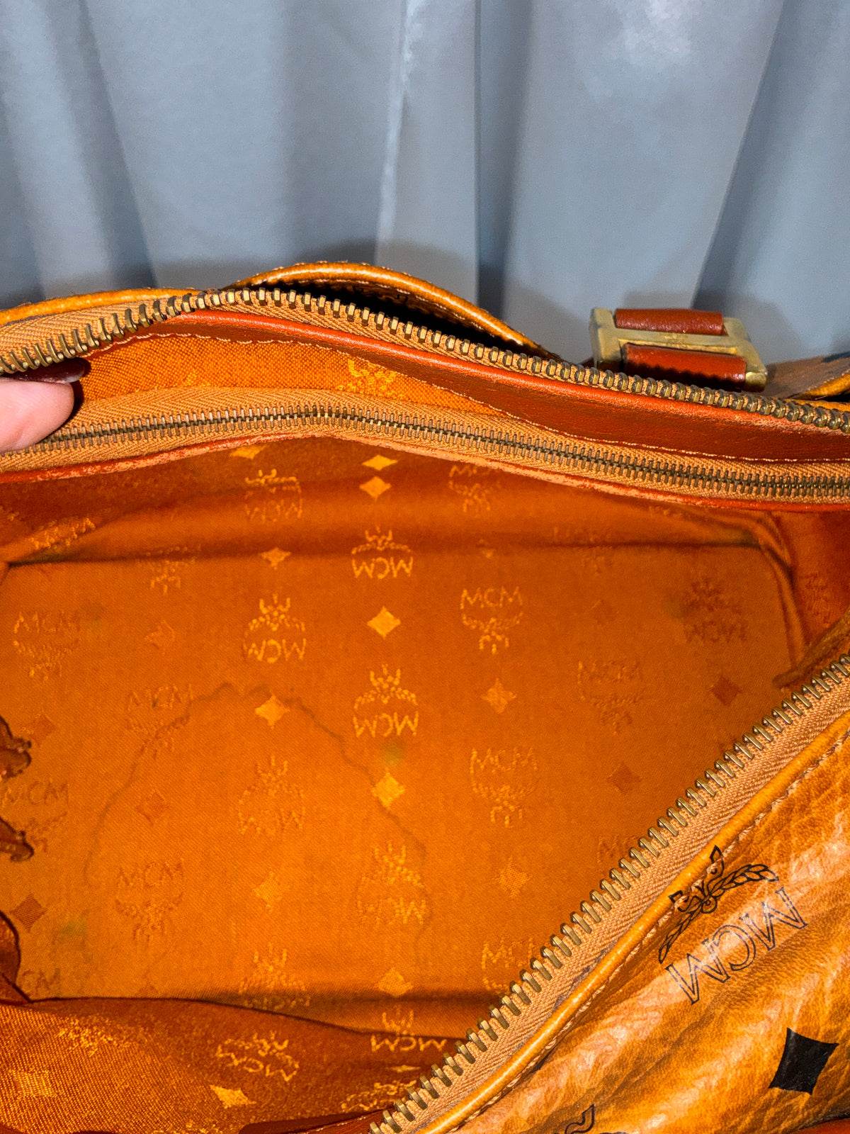 MCM Cognac Visetos Small Boston Bag Vintage