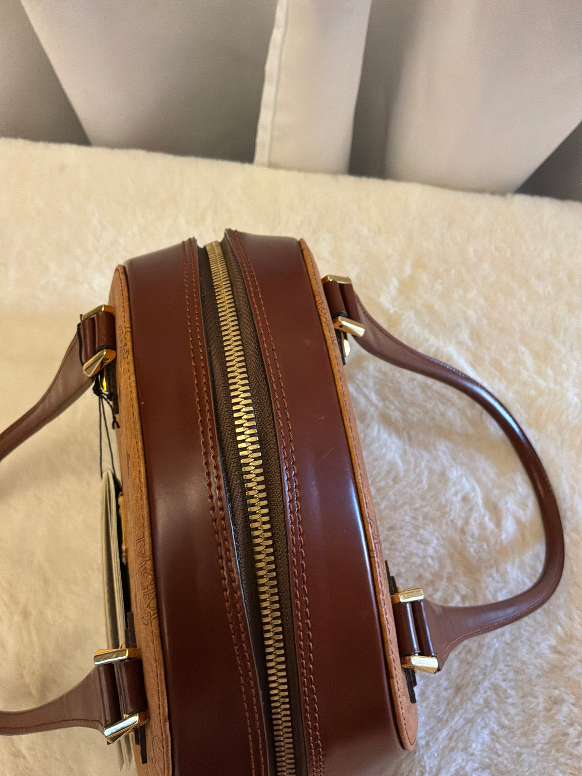 MCM Vintage Visetos Two-Tone Dome Satchel Bag NWT Deadstock Rare 5-Digit