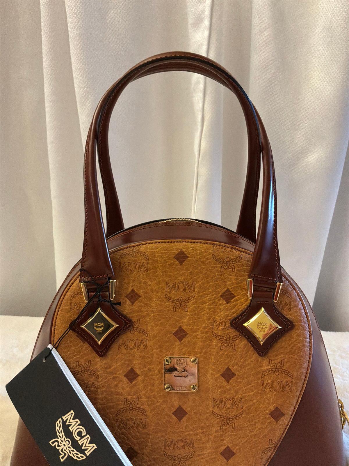 MCM Vintage Visetos Two-Tone Dome Satchel Bag NWT Deadstock Rare 5-Digit