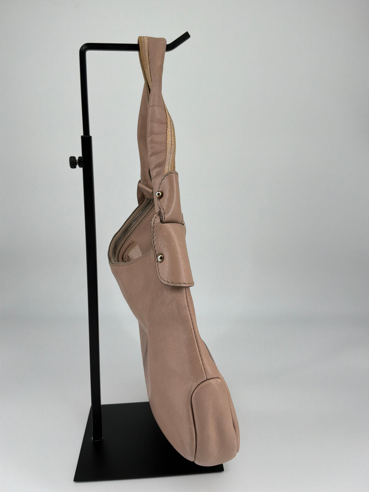 Salvatore Ferragamo Pleated Bow Leather Hobo Shoulder Bag – Taupe
