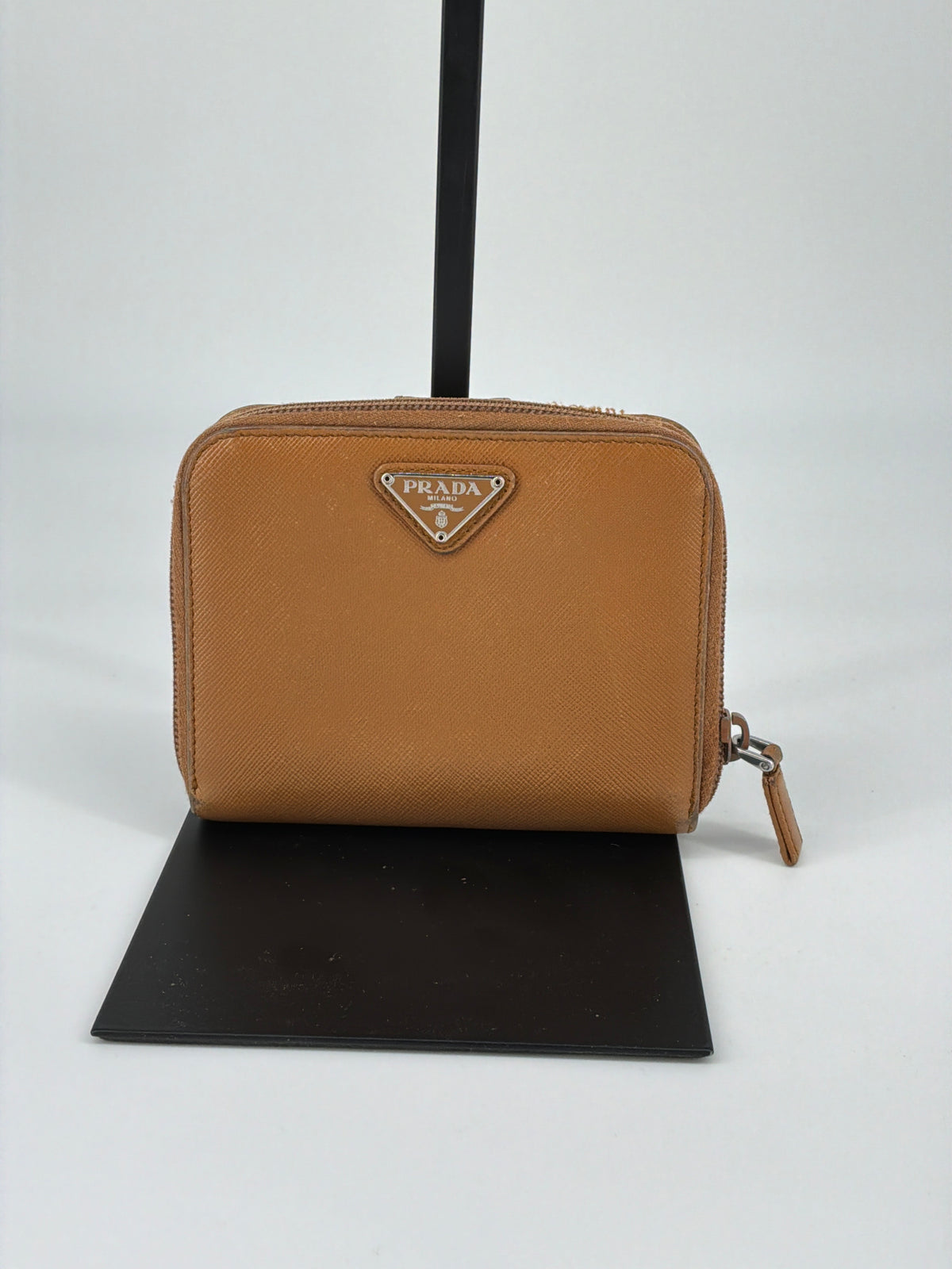 Prada Zip-Around Compact Wallet – Vintage Saffiano Leather