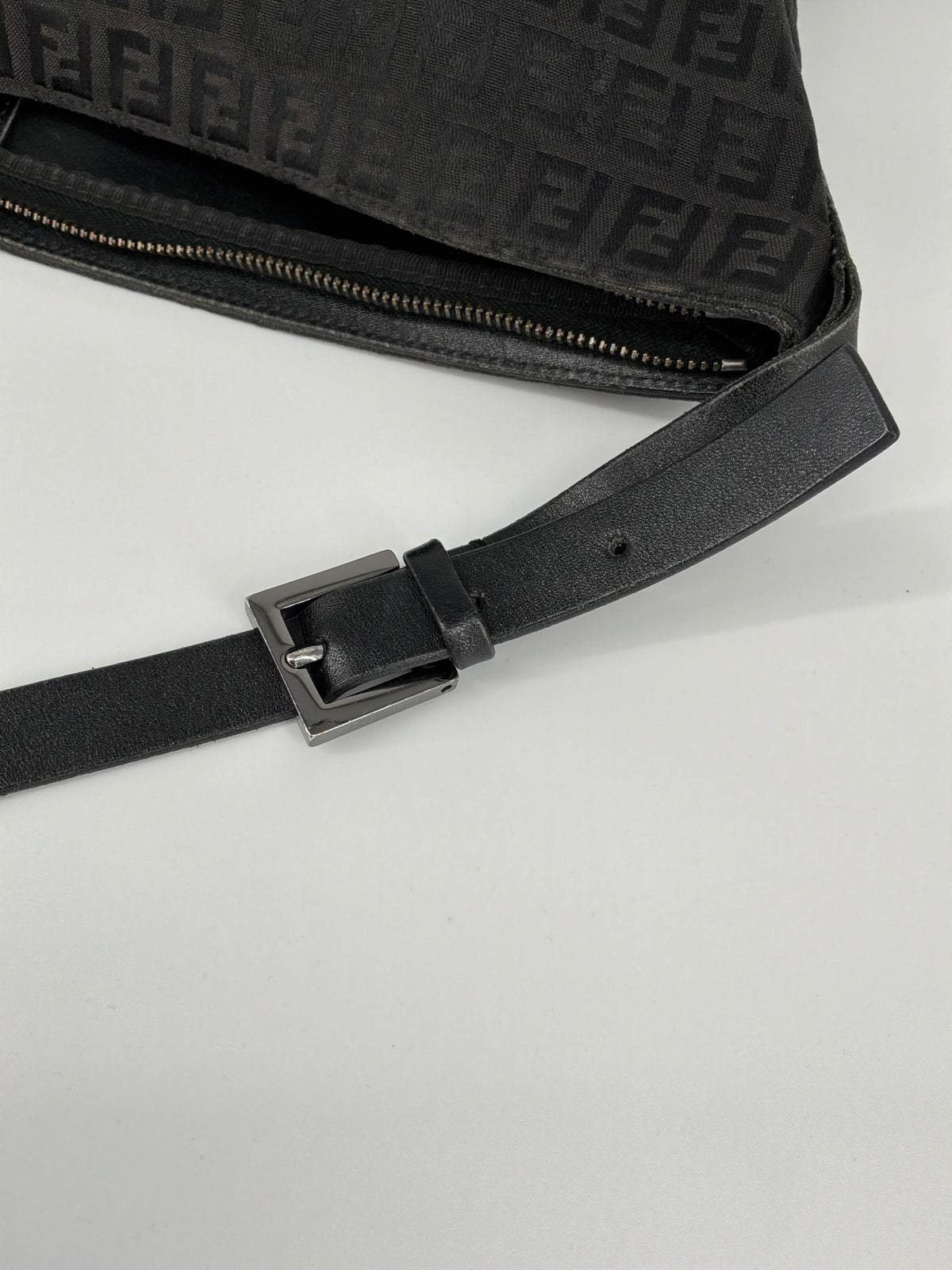 Fendi FF Zucca Shoulder Tote Bag – Vintage Black Canvas, 1990s