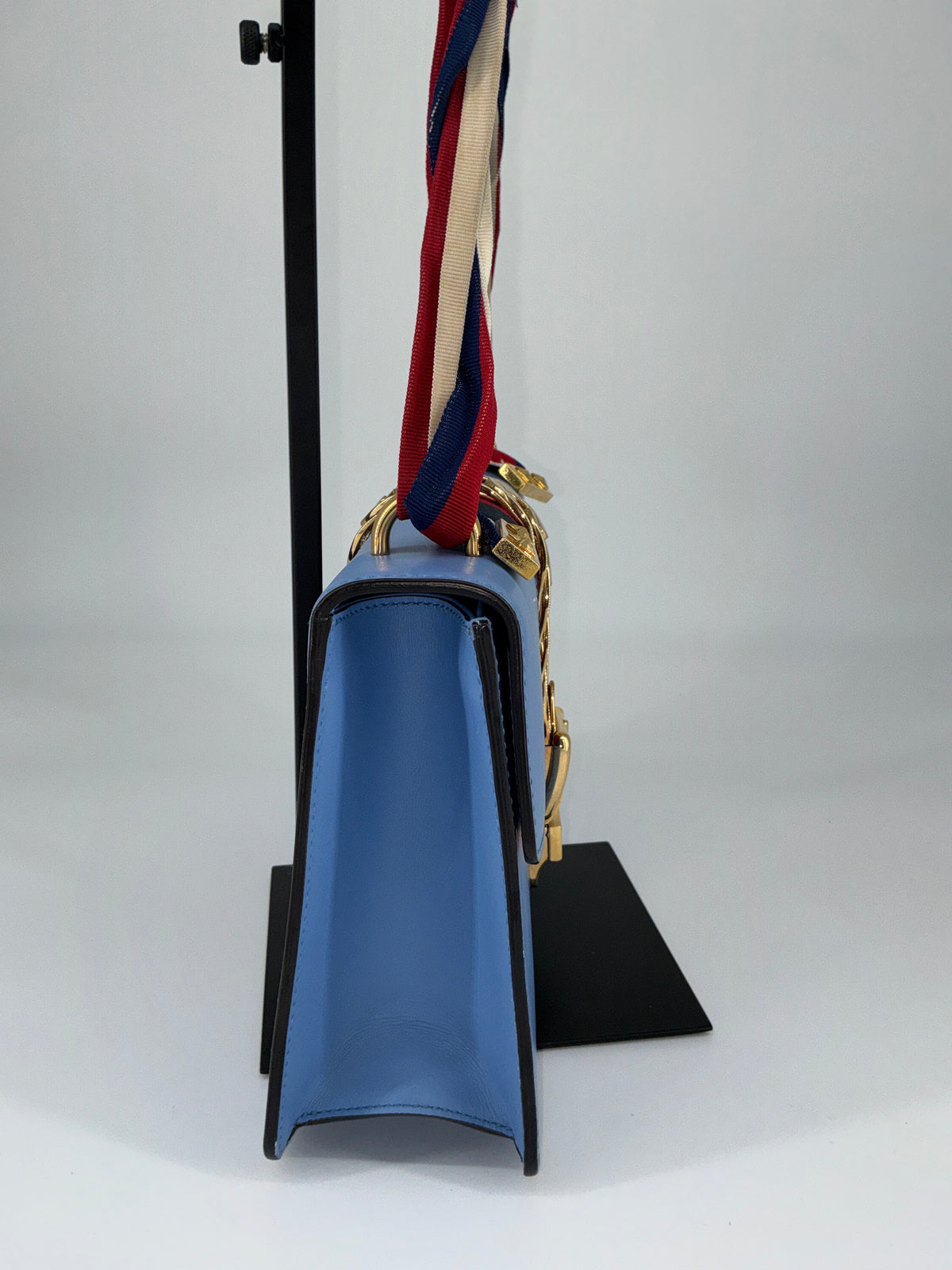 Gucci Sylvie Web Leather Shoulder Bag – Light Blue