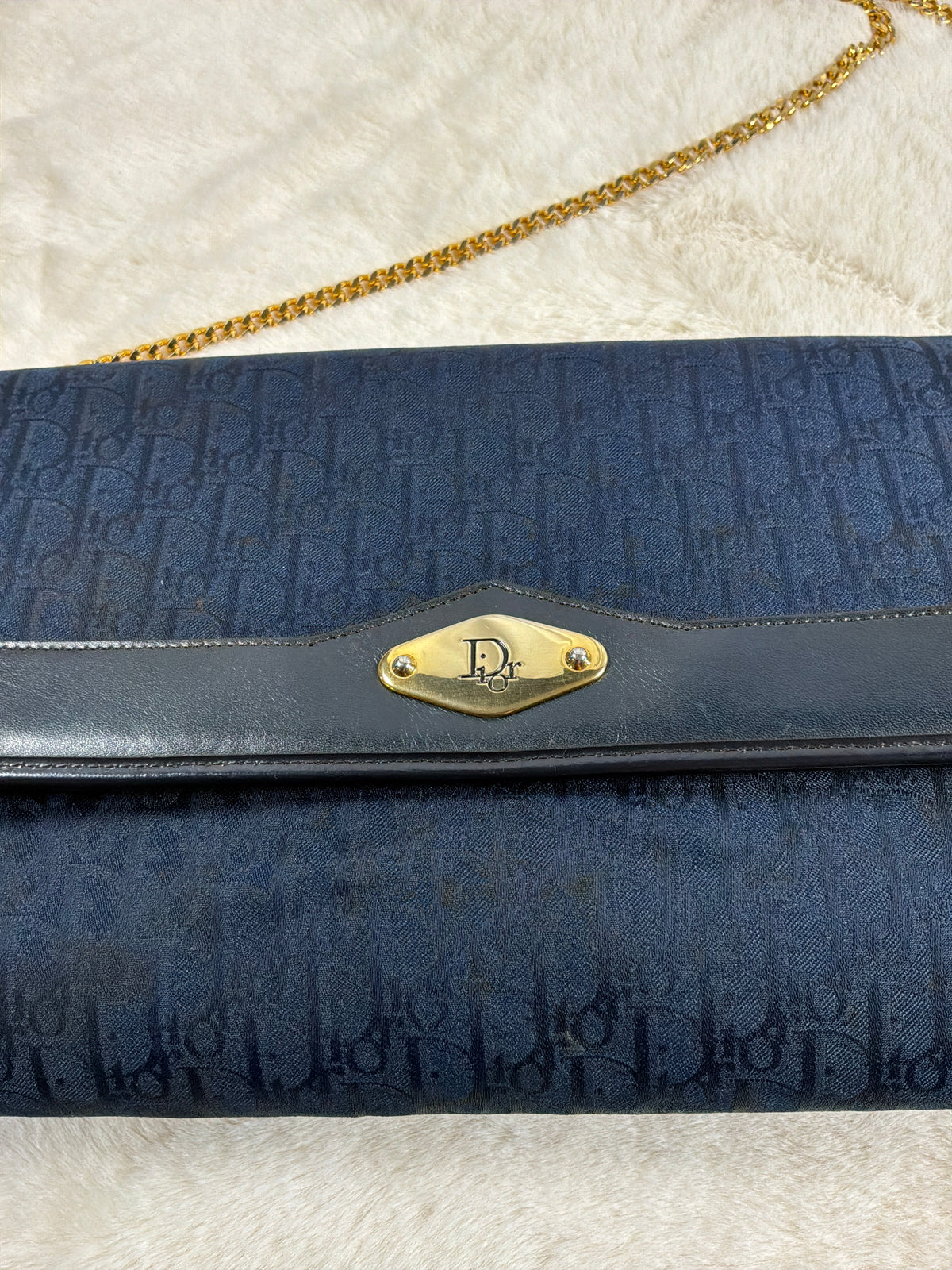 Christian Dior Vintage Diorissimo Trotter Canvas Chain Shoulder Bag / Clutch