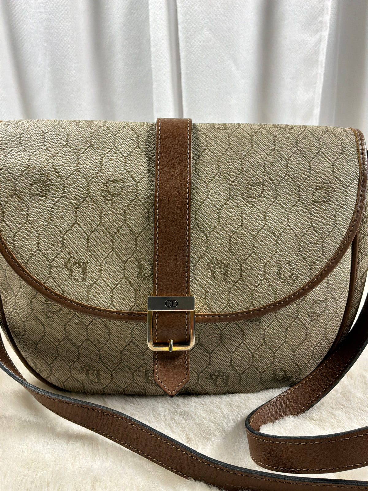Christian Dior Vintage Honeycomb Crossbody Bag.