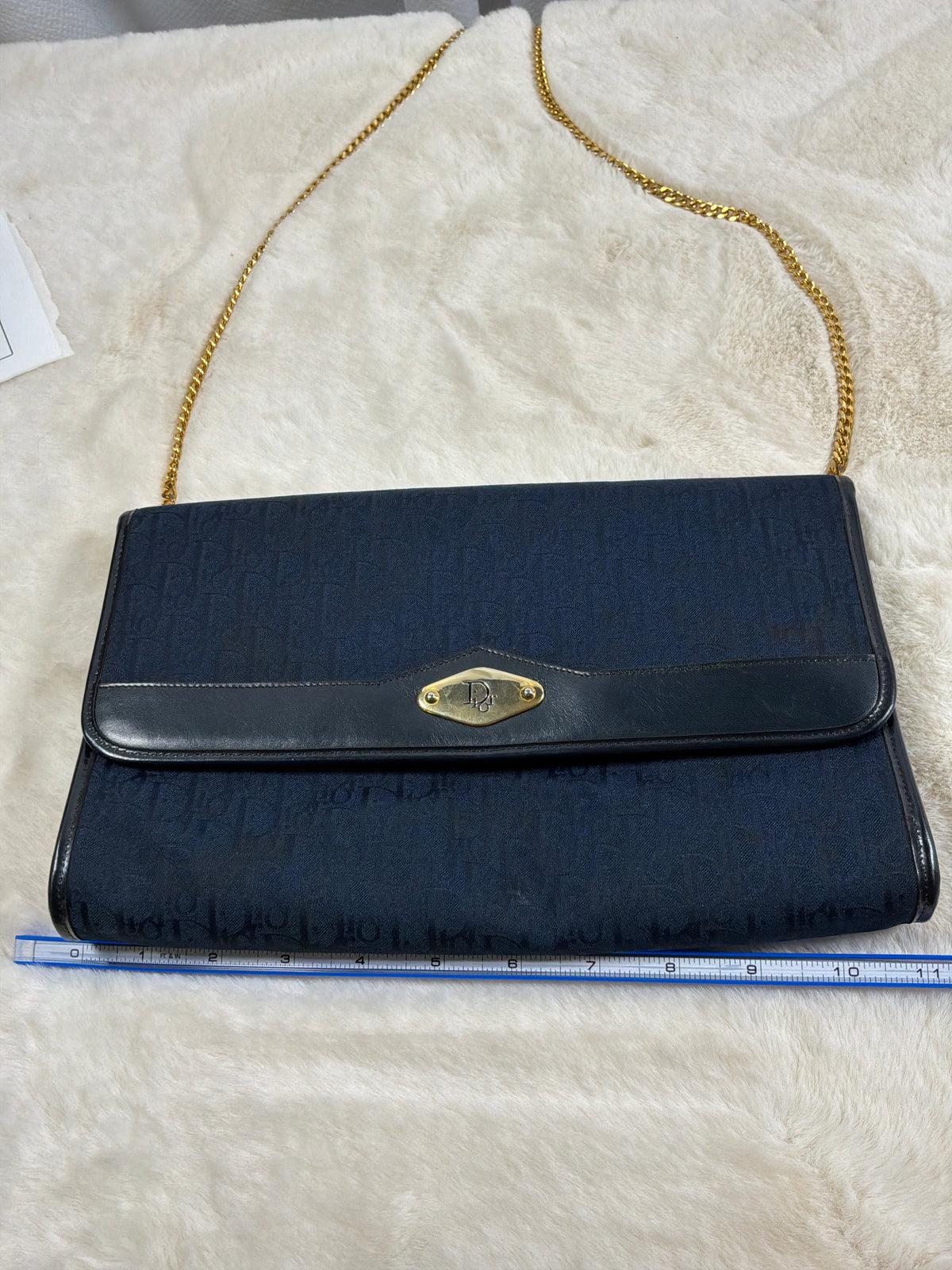 Christian Dior Vintage Diorissimo Trotter Canvas Chain Shoulder Bag / Clutch