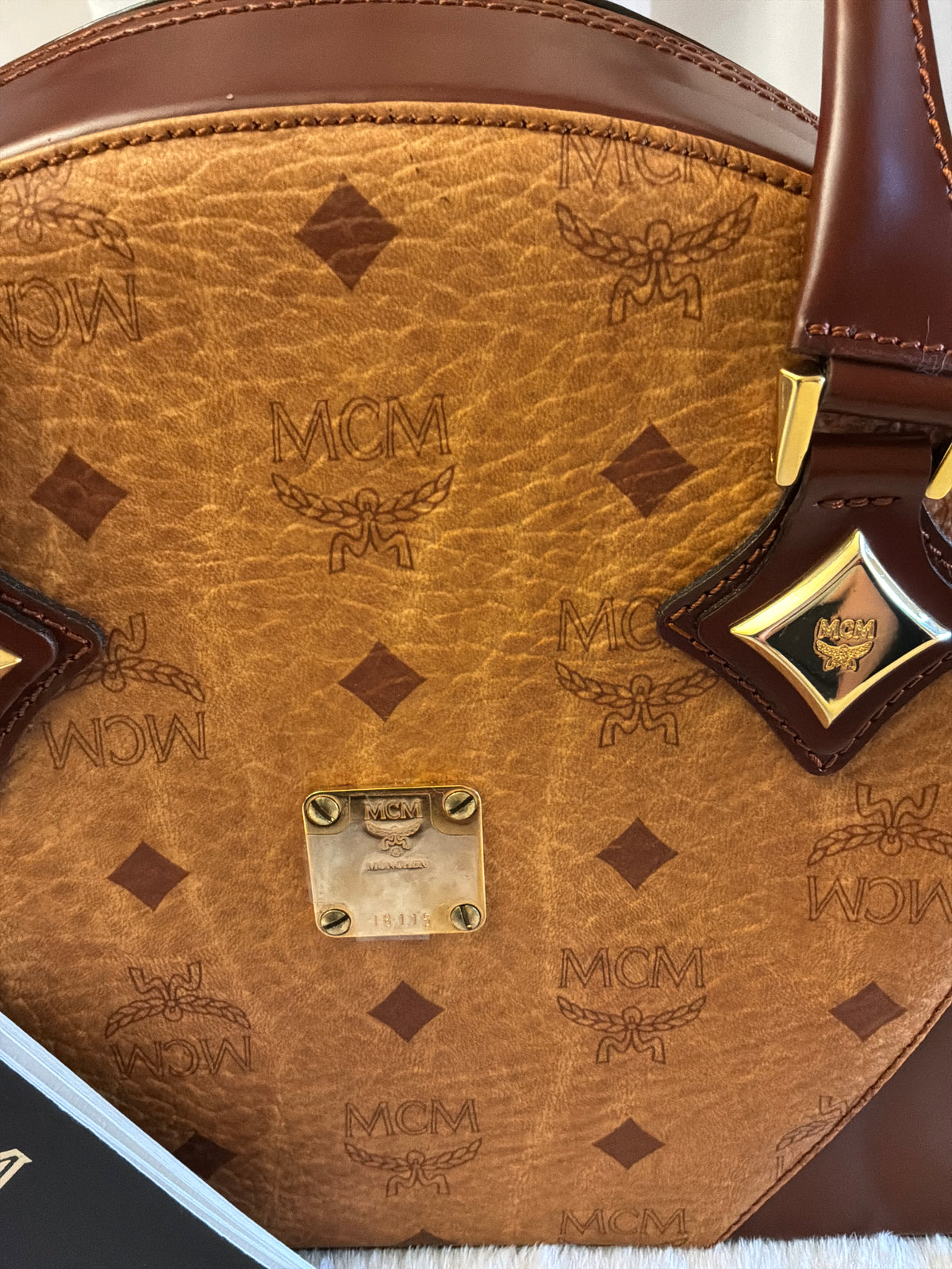 MCM Vintage Visetos Two-Tone Dome Satchel Bag NWT Deadstock Rare 5-Digit