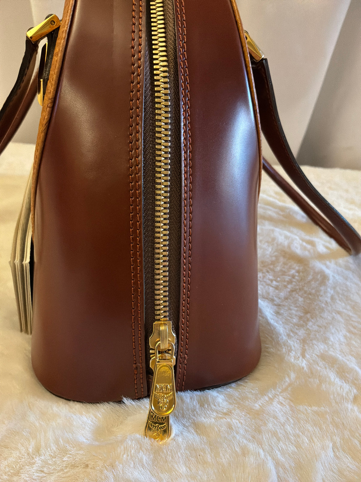 MCM Vintage Visetos Two-Tone Dome Satchel Bag NWT Deadstock Rare 5-Digit