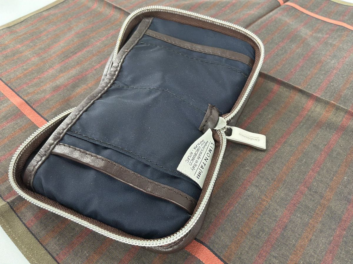 Orobianco Zippered Wallet and Striped Scarf Gift Set – Navy Blue