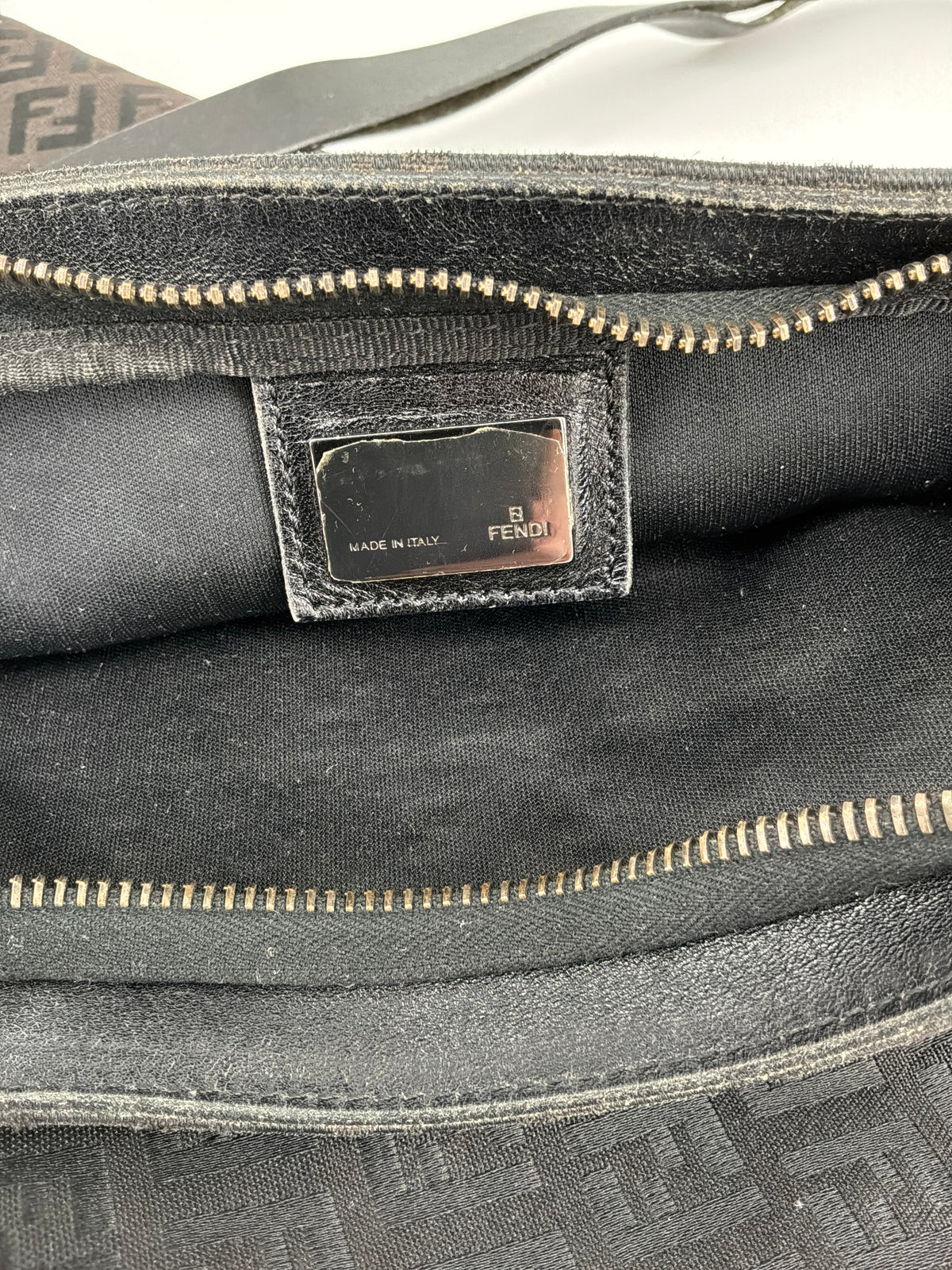 Fendi FF Zucca Shoulder Tote Bag – Vintage Black Canvas, 1990s