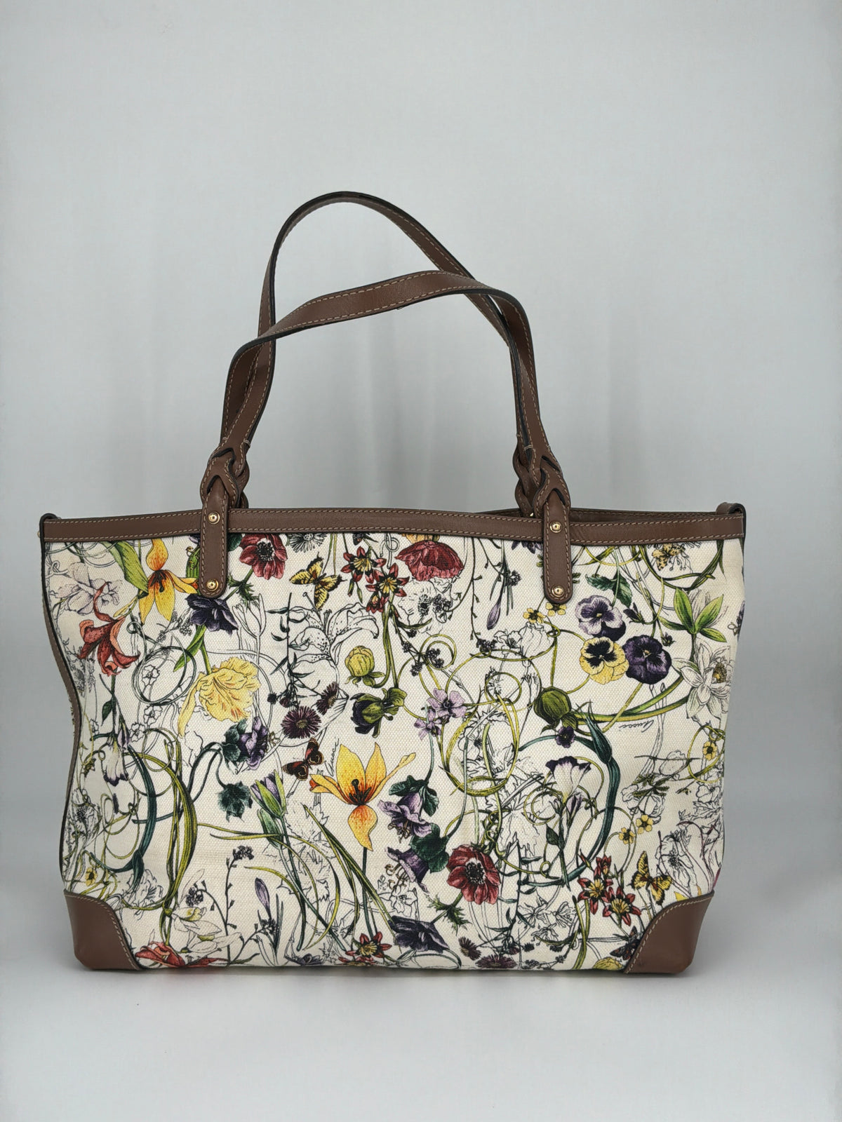 Gucci Flora Print GG Supreme Canvas Large Tote Bag – Beige / Multicolor