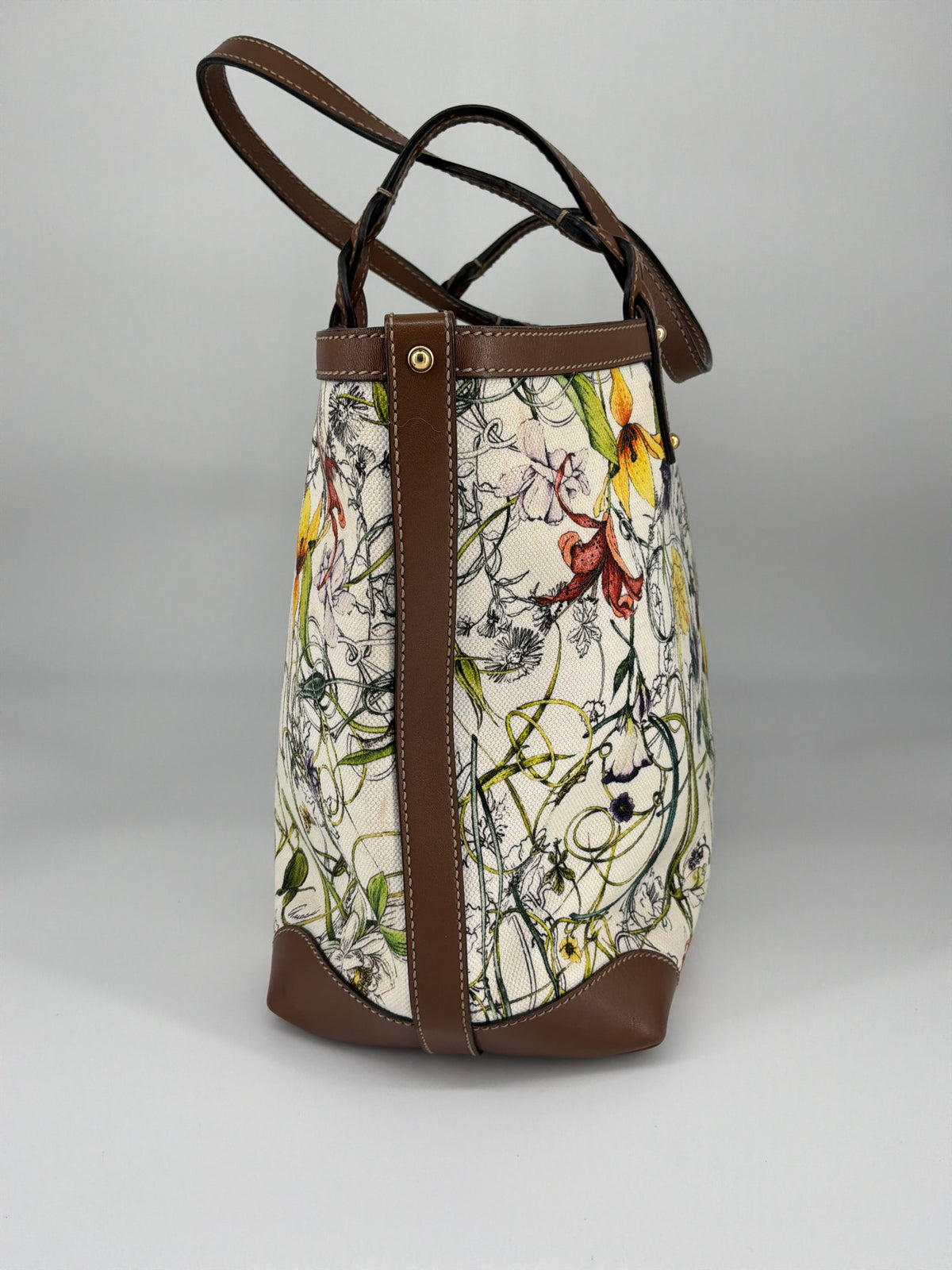 Gucci Flora Print GG Supreme Canvas Large Tote Bag – Beige / Multicolor