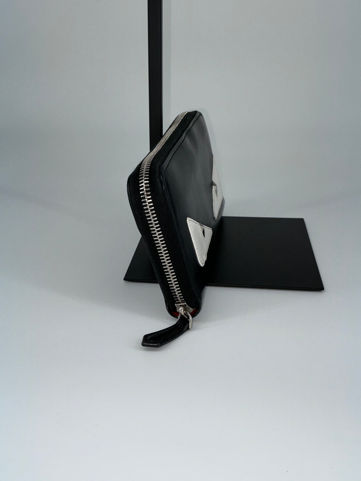 Fendi Monster Eyes Zip-Around Wallet – Black Calfskin
