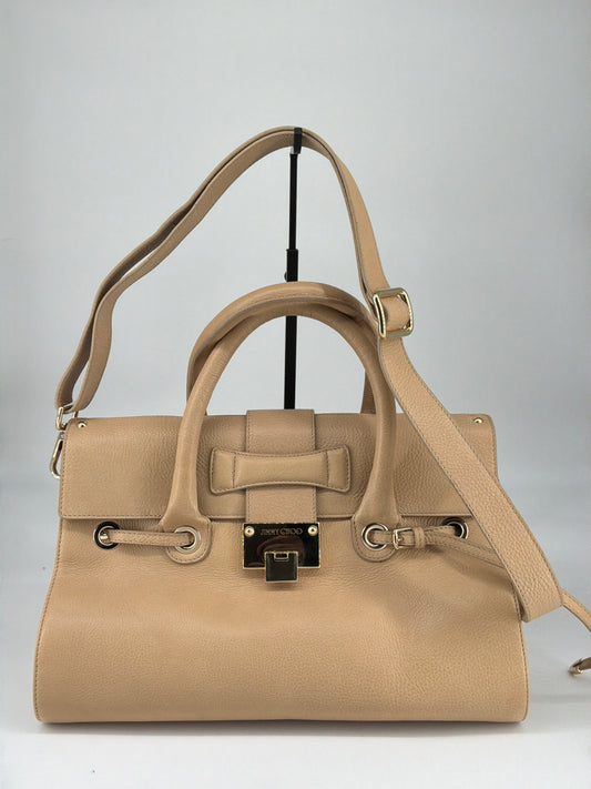 Jimmy Choo Rosalie Leather Satchel Bag – Beige