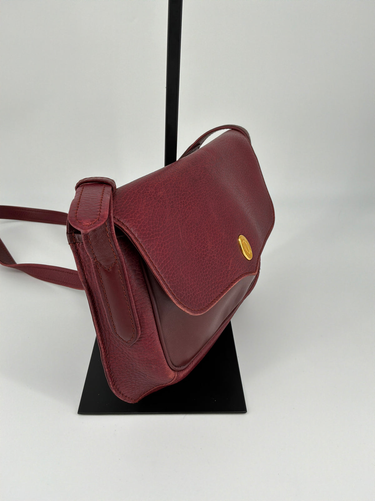 Must de Cartier Crossbody Bag – Vintage Bordeaux Leather, 1980s