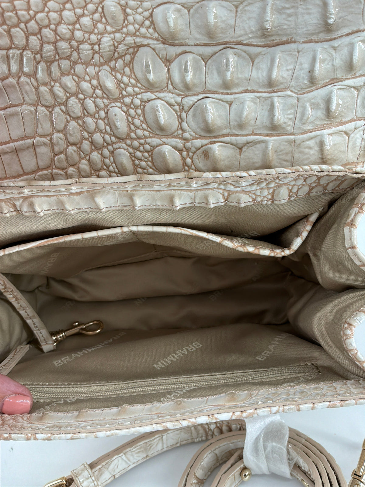 Brahmin Bamboo Handle Woven Leather Tote & Wallet Bundle – Pecan / Natural