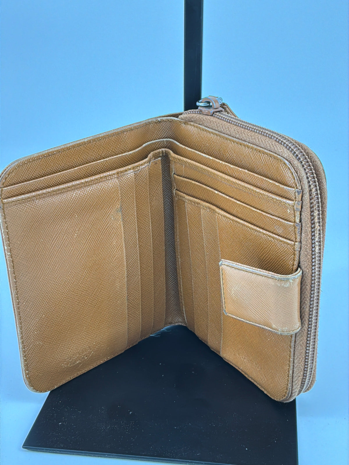 Prada Zip-Around Compact Wallet – Vintage Saffiano Leather