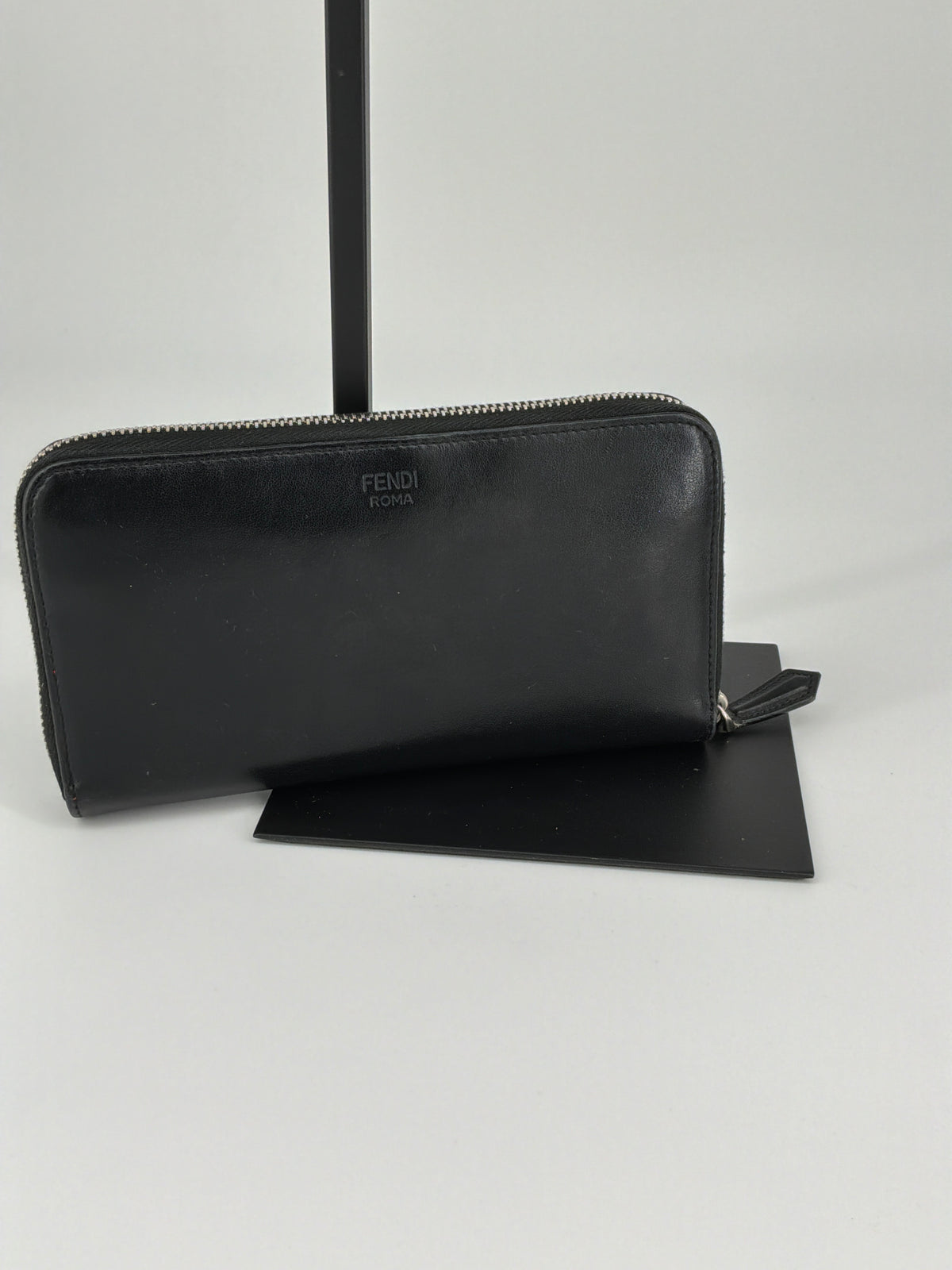 Fendi Monster Eyes Zip-Around Wallet – Black Calfskin