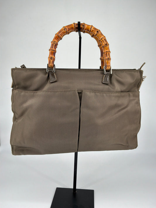 Gucci Bamboo Nylon Shoulder Bag – Vintage 1990s Tom Ford Era