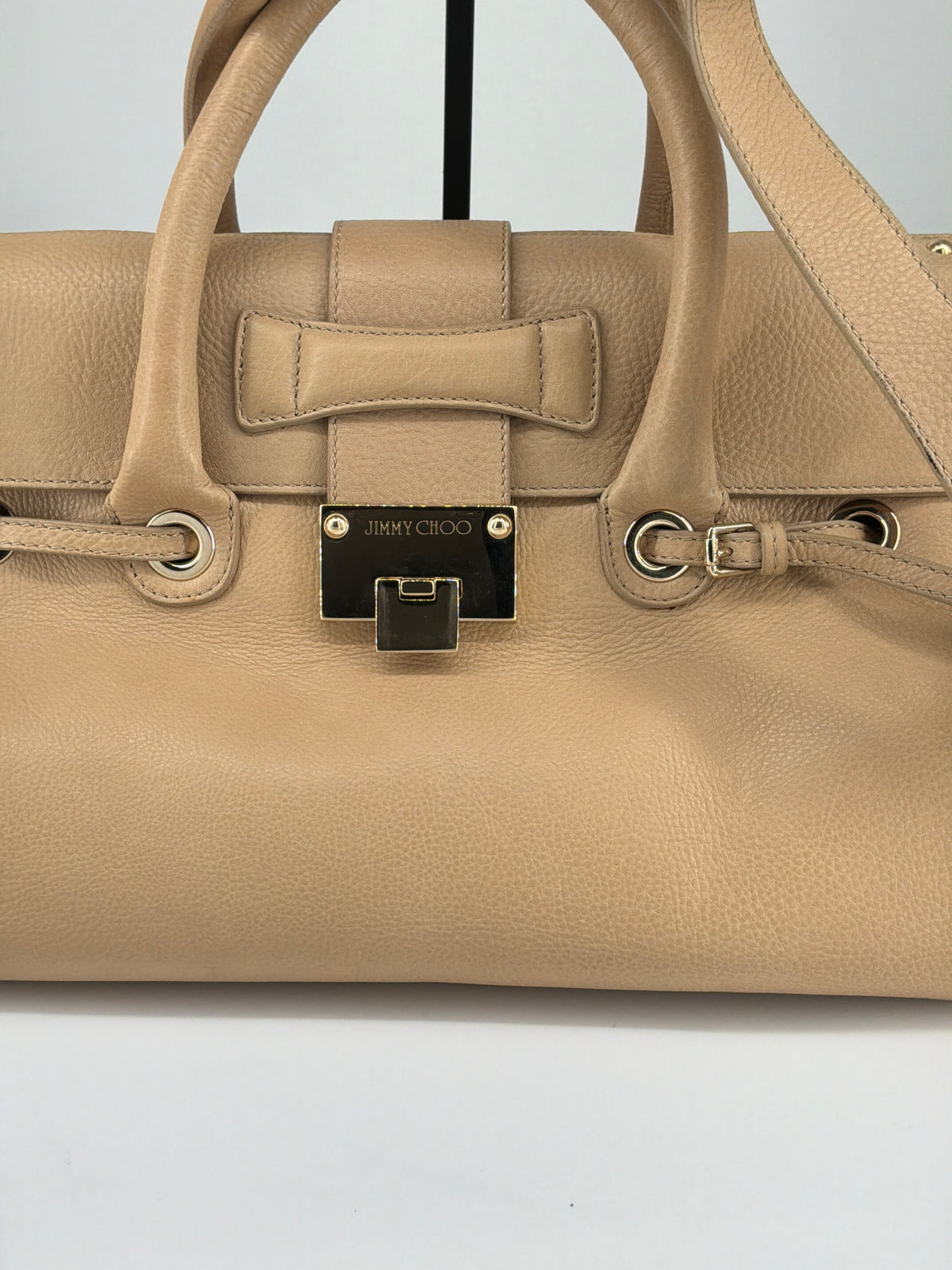Jimmy Choo Rosalie Leather Satchel Bag – Beige