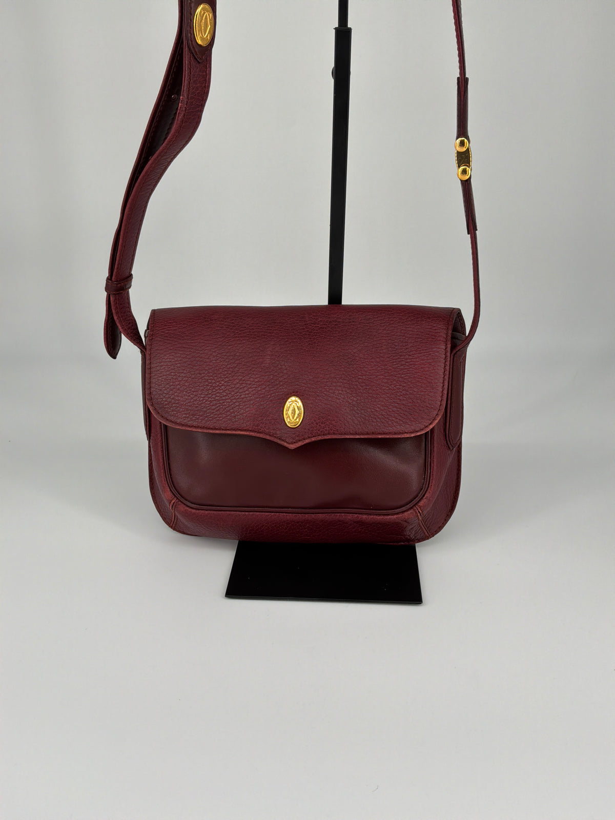 Must de Cartier Crossbody Bag – Vintage Bordeaux Leather, 1980s