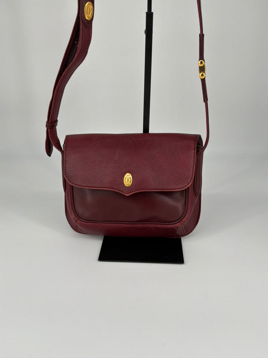 Must de Cartier Crossbody Bag – Vintage Bordeaux Leather, 1980s