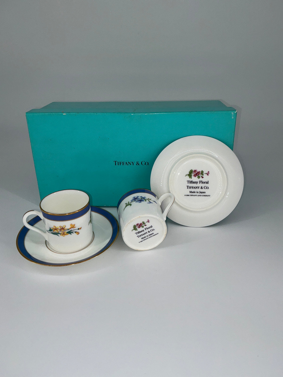 Tiffany & Co. Floral Porcelain Espresso Cup and Saucer – Set of 2