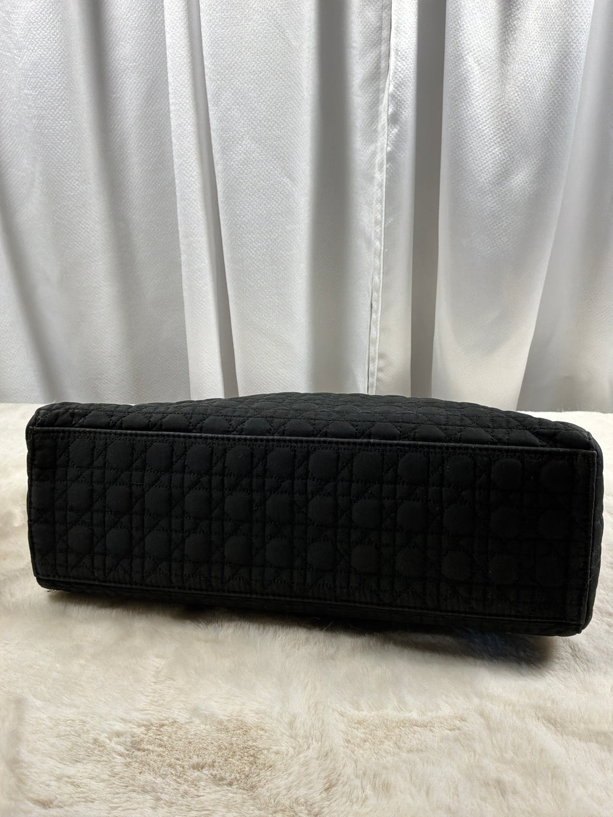 Christian Dior Vintage Black Cannage Quilted Lady Dior Tote Bag