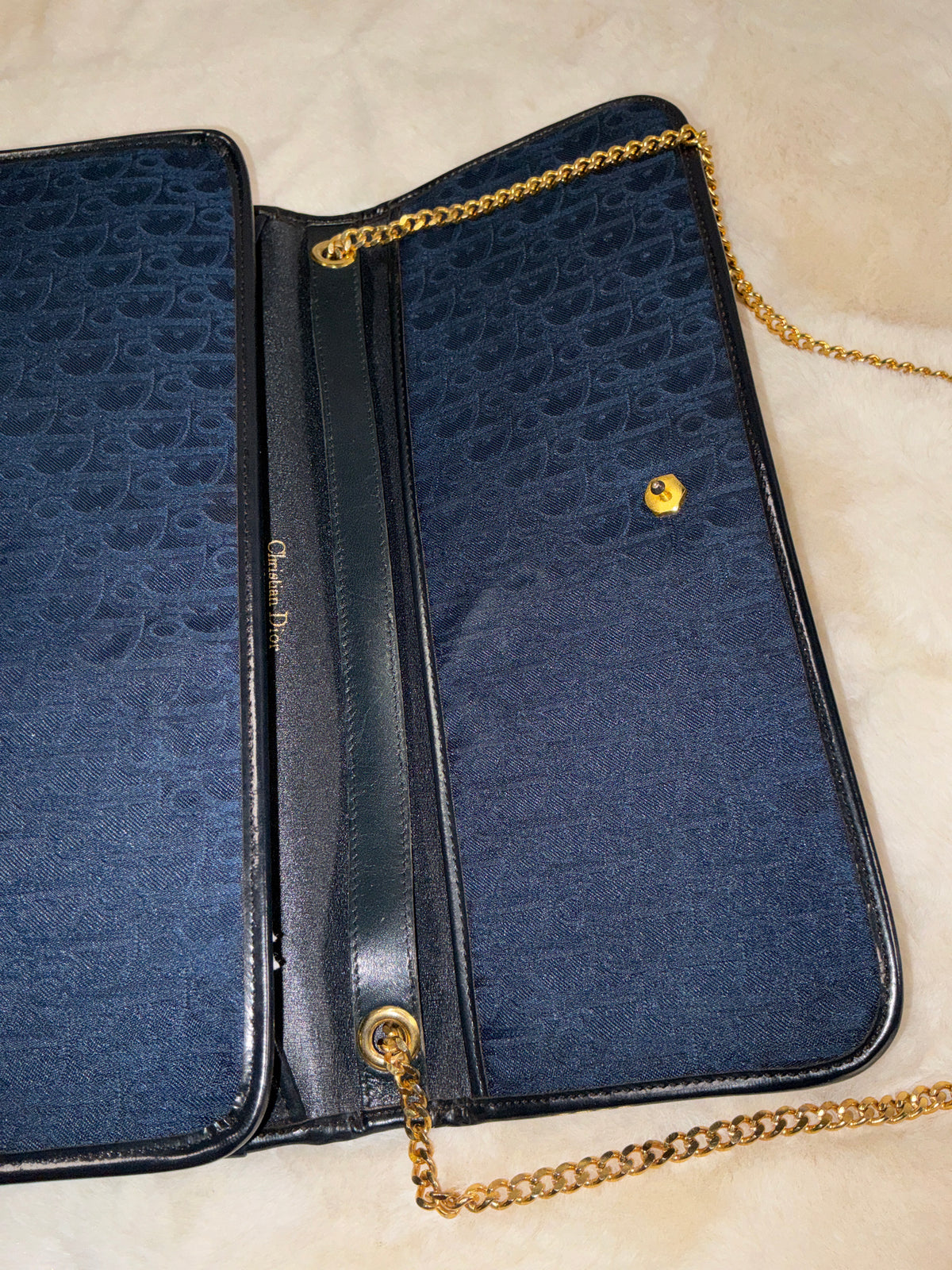 Christian Dior Vintage Diorissimo Trotter Canvas Chain Shoulder Bag / Clutch