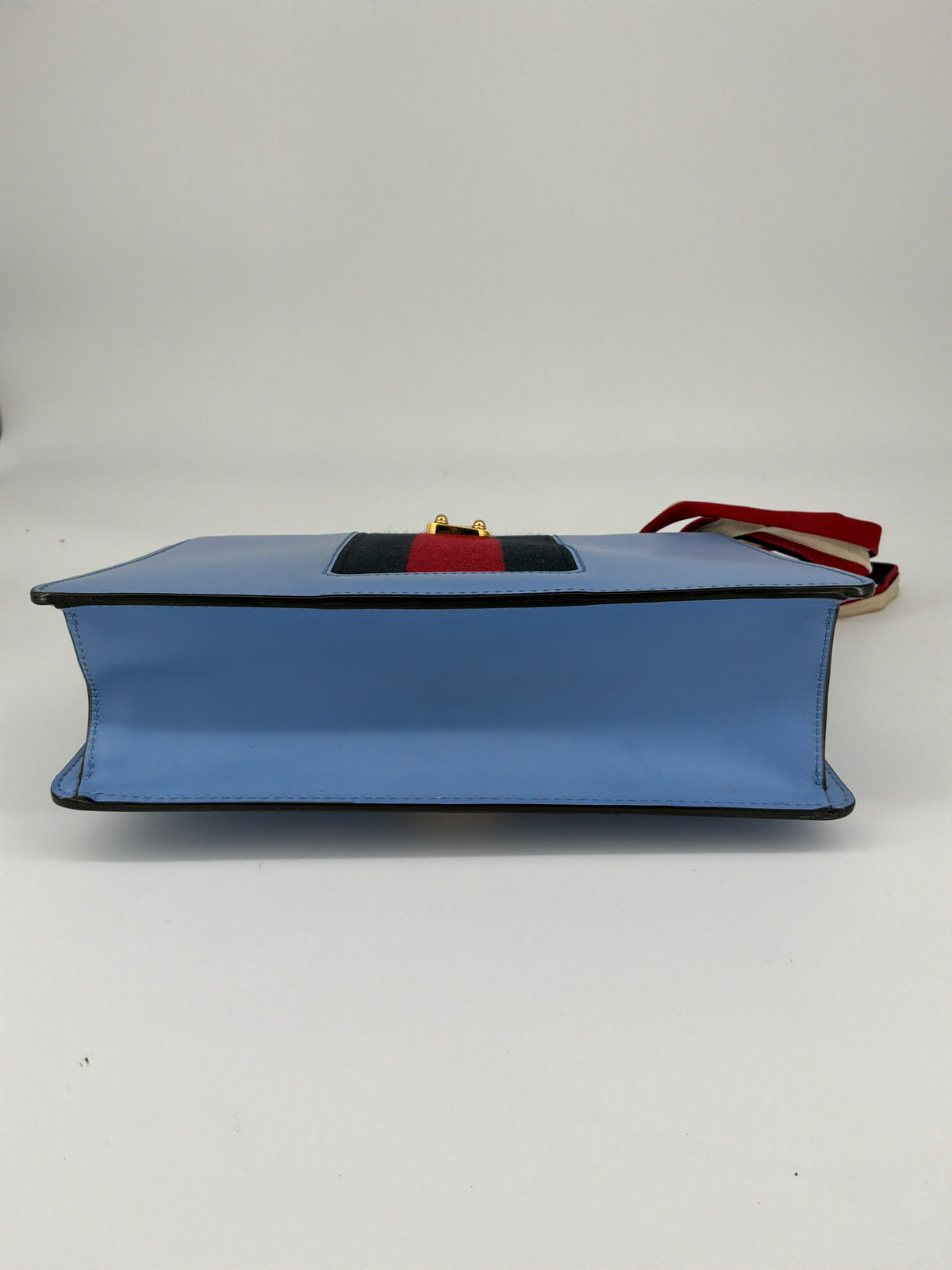 Gucci Sylvie Web Leather Shoulder Bag – Light Blue